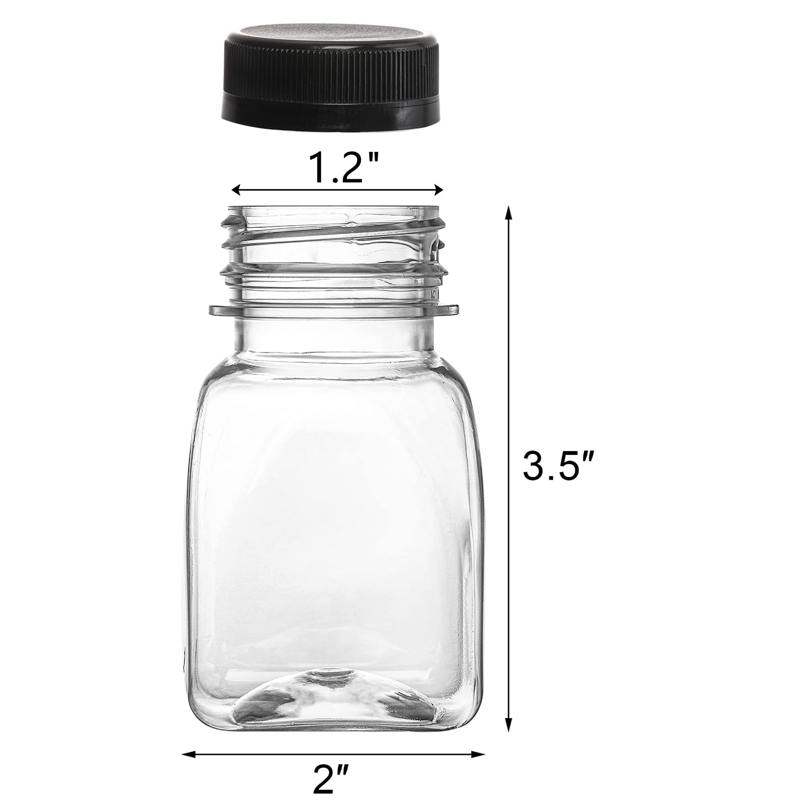 Dicunoy 30 Pack 4 OZ Plastic Juice Bottles with Lid, Mini Ginger Shot Bottles, Empty Small Drink Containers for Mini Fridge, Reusable Small Beverage Bottle for Juice, Smoothie, Milk, Cold Beverage