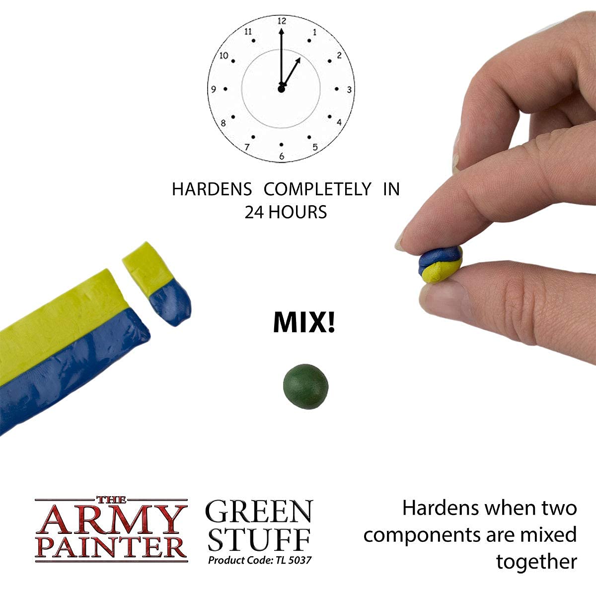 The Army Painter 2 Part Modeling Clay, 20cm - Moldable Model Putty Modeling Compound for Miniatures, Easy-to-Knead Green Putty Epoxy Clay for Sculpting - The Original Green Stuff Kneadatite