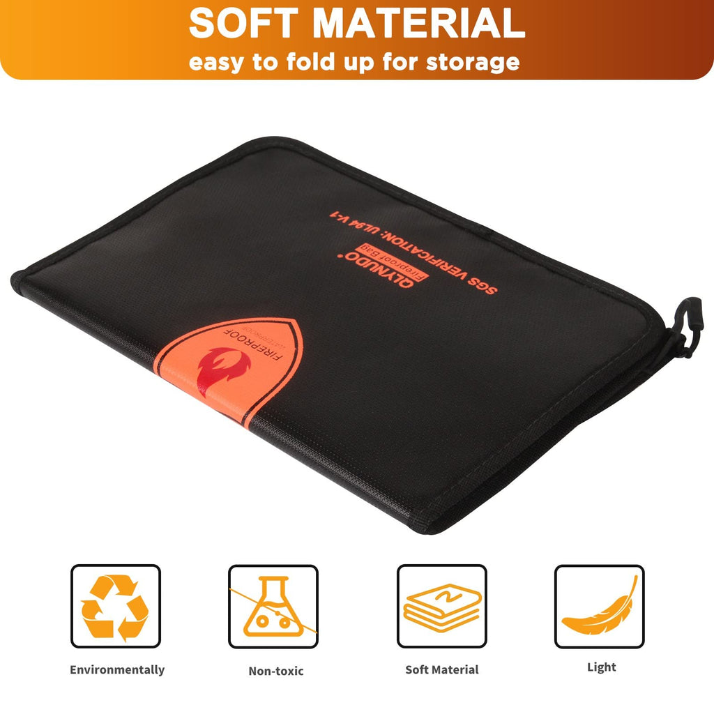 Fireproof Bag - Waterproof Document Bag with Zipper for Cash/important Documents/valuables (seal Protection), 15x11" (a4 Size), Fire Proof Pouch with Reflective Strip