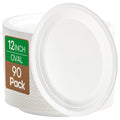 Elsjoy 90 Pack 12.5 Inch Compostable Oval Paper Plates, Large Disposable Dinner Plates, Heavy Duty Paper Platters for Restaurants, BBQ, Parties, Microwave Safe