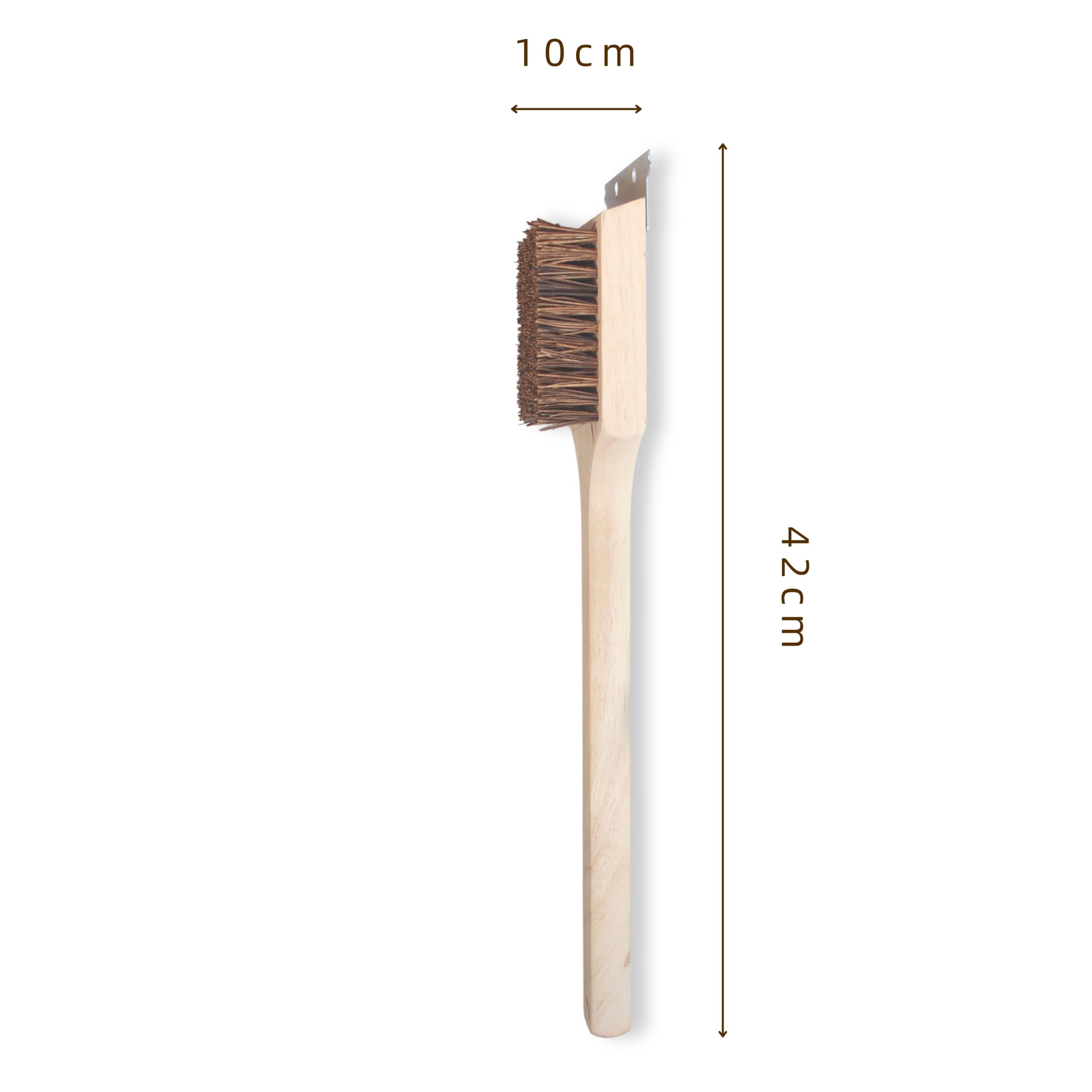 Deluxe Large Wood BBQ Brush Palmyra Bristles (Safe-Contains No Metal Bristles)