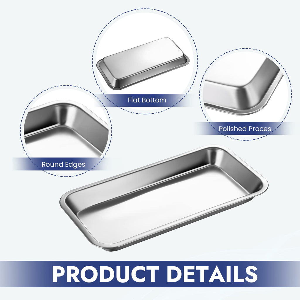 NUOMI Medical Surgical Tray Stainless Steel Instrument Trays Organizer 2 Pack Dental Procedure Tray Tool