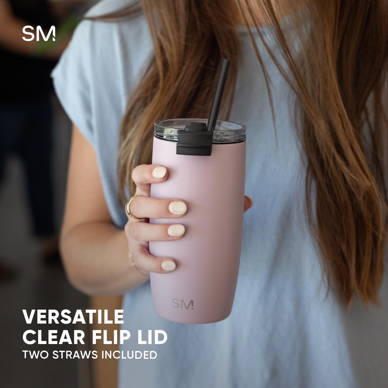 Simple Modern Travel Coffee Mug Tumbler with Flip Lid | Insulated Stainless Steel Iced Coffee Cup | Gifts for Women & Men | Voyager Collection | 470ml | Almond Birch