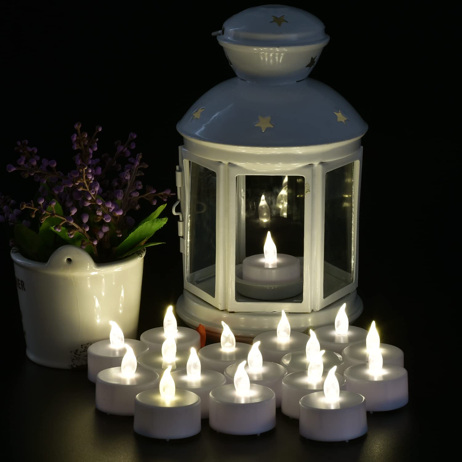 Tea Lights Battery Operated Candles,Set of 24 LED Tea Lights Flameless Candles 200+ Hours Flickering Fake Tealights for Sweetest Day Wedding Home Decorations Party (24 Pack Warm White)