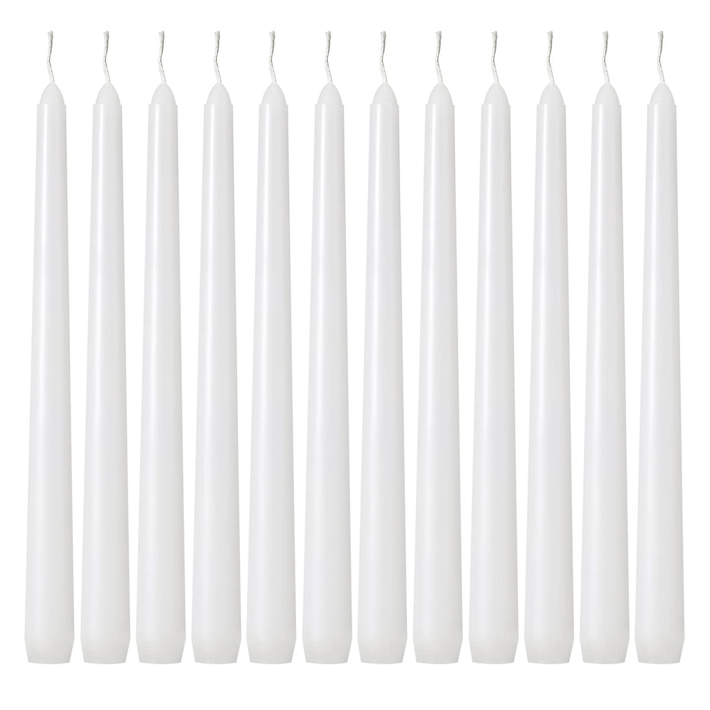 Kedtui Taper Candles 10 inch (H) Dripless, Set of 24 White Unscented and Smokeless Taper Candles Long Burning, Paraffin Wax with Cotton Wicks for Burning 8 Hours Time