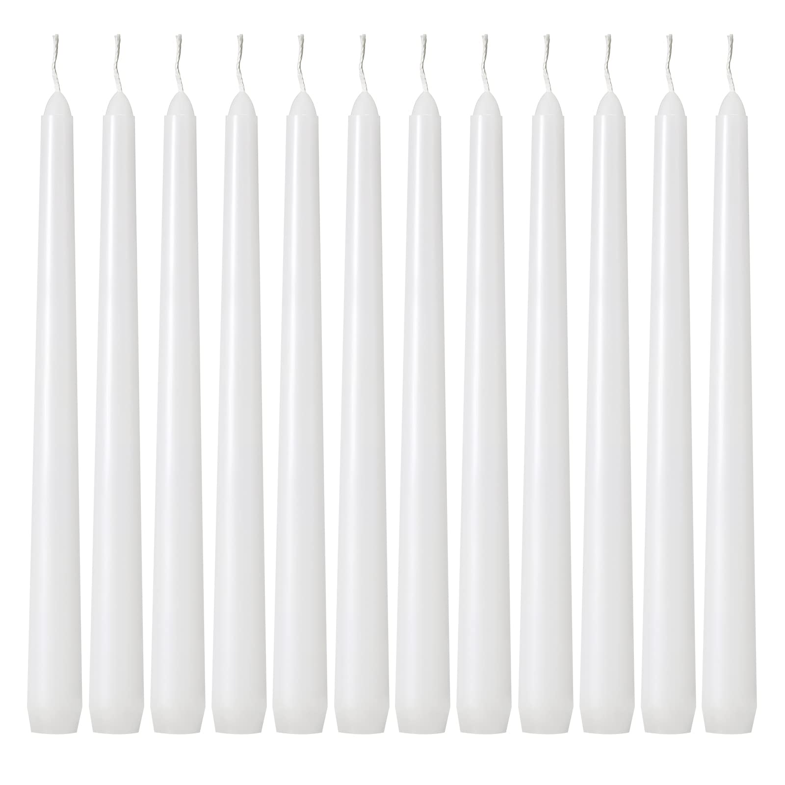 Kedtui Taper Candles 10 inch (H) Dripless, Set of 24 White Unscented and Smokeless Taper Candles Long Burning, Paraffin Wax with Cotton Wicks for Burning 8 Hours Time