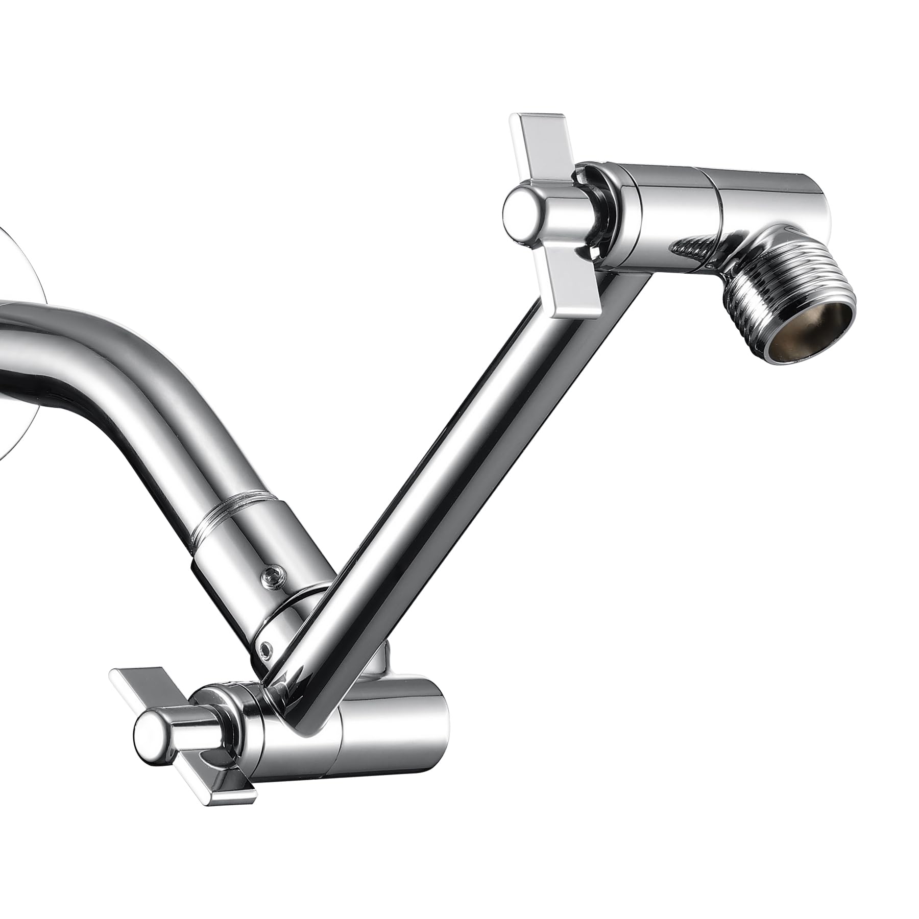 Shower Head Extension Arm, 6 Inch Adjustable Shower Arm Extender for Handheld/Fixed/Rain Shower Head, All Metal Showerhead Arm with G1/2 Universal Connector, Easy Installation, Chrome