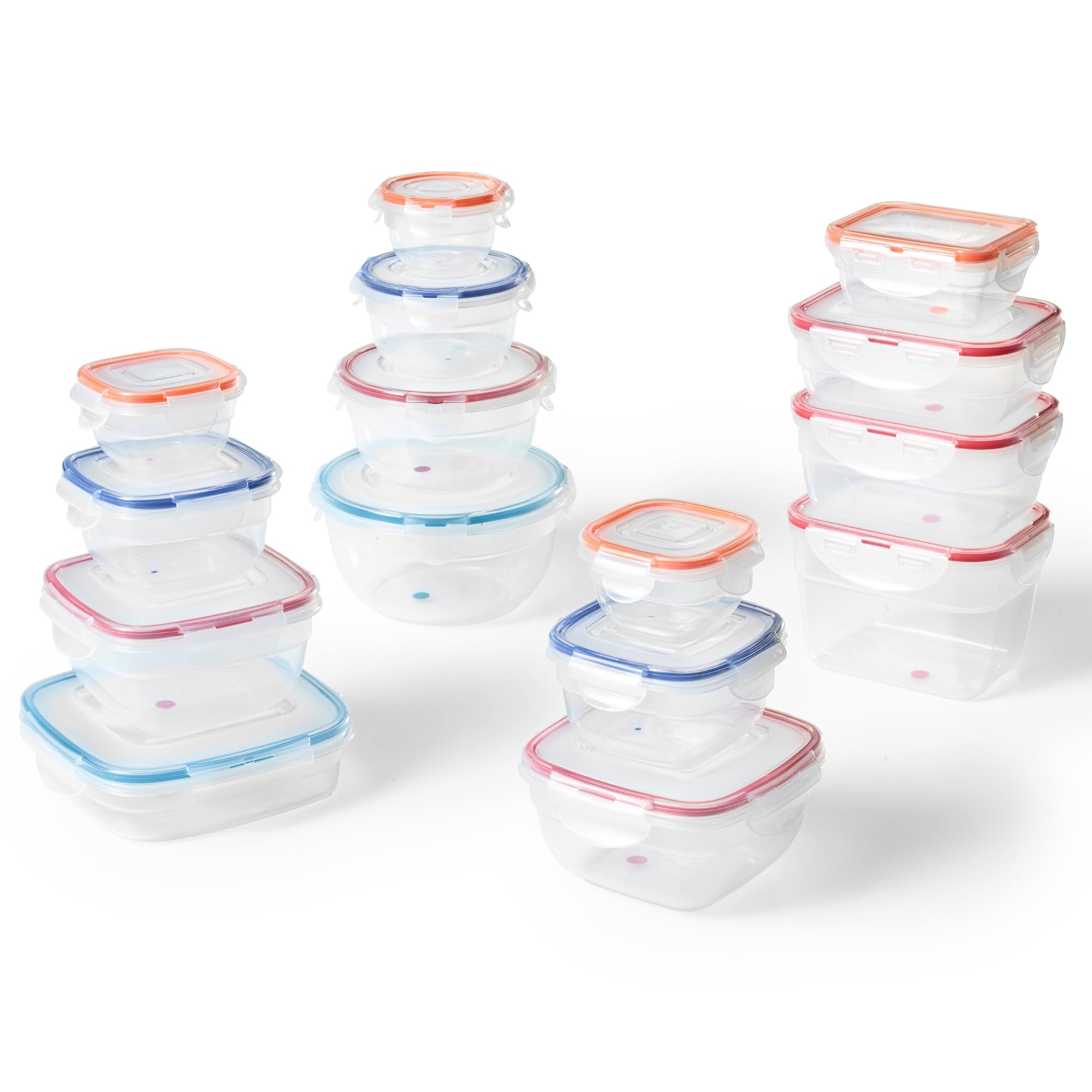STARFRIT LocknLock 30-Piece Easy Match Plastic Container Set - Airtight, Leakproof & Nestable - 4-Sided Locking Lids