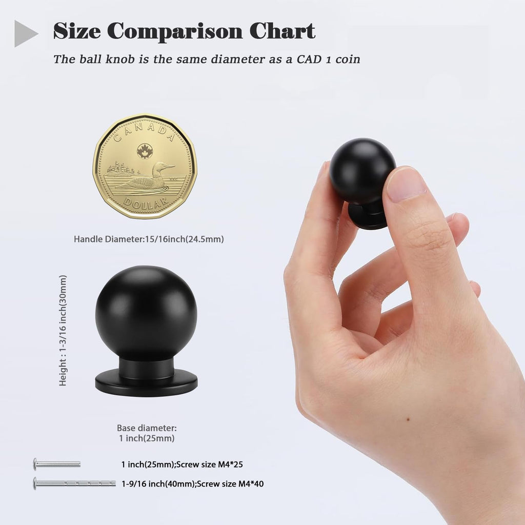 goldenwarm 10 Pack Cabinet Knobs Black Knobs for Cabinet Black Cabinet Knob Dresser/Drawer/Kitchen Cabinet Cupboard Hardware Diameter: 1Inch(25mm)