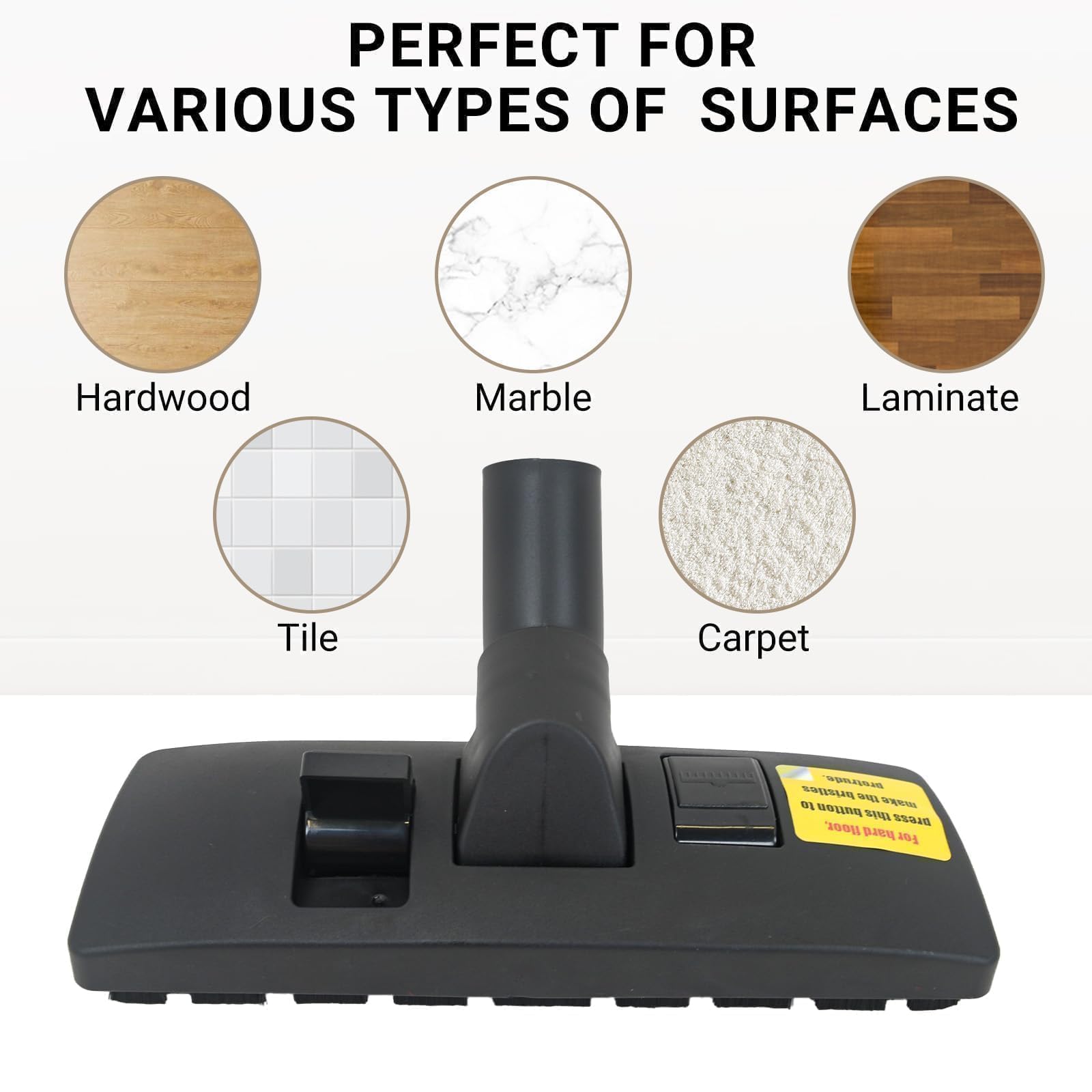 EZ SPARES Universal Vacuum Cleaner Floor Brush with Vacuum Adapter,Compatible with Most Brand,Hoover, Eureka, Rainbow,Shop VAC,Nozzle Tool,2-in-1 for Hard Floor&Carpet Combo(with Mini Cleaning Brush)
