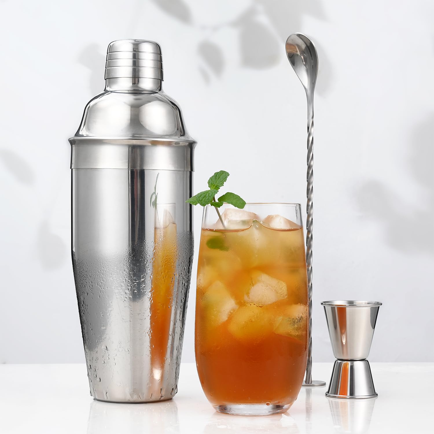 Etens Cocktail Shaker Set | Bar Set Shaker Cocktail Kit w/ 24oz Martini Shaker, Measure Jigger, Mixing Spoon | Perfect Drink Mixer for Home Bartender - Mixology Bartending Tool Accessories