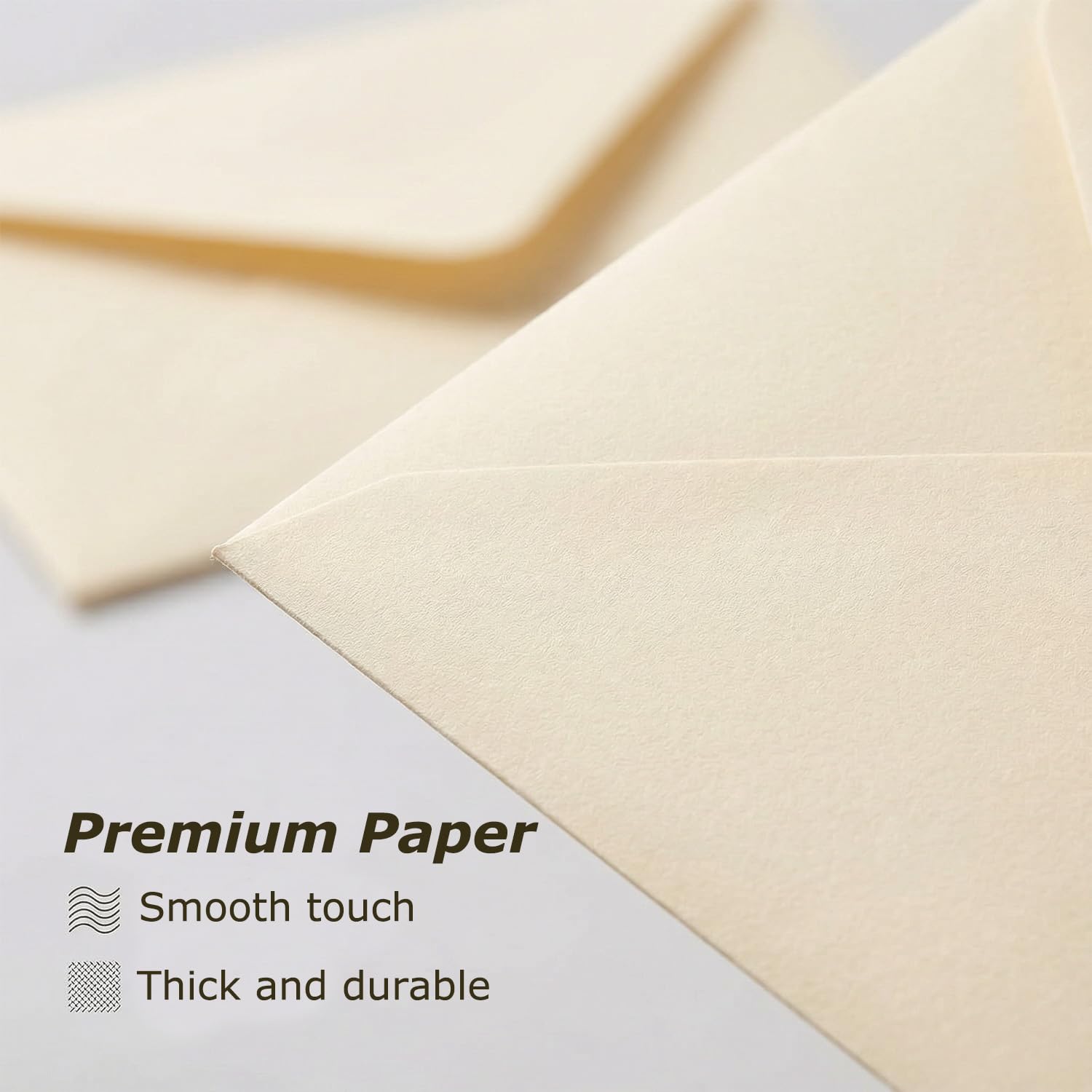Acidea 50 Pack Ivory A6 Envelopes with Plain Cards, 120GSM Envelopes with 250GSM Folding Blank Cards and Gold Stickers, Perfect Stationary Set for Wedding Invitations, Birthday, Holiday, Greeting Card