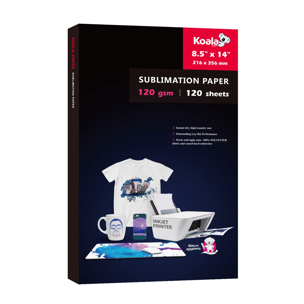 Koala Sublimation Paper 8.5X14 inches 120gsm 120 Sheets for Personalize Your Gift Compatible with Inkjet Printer Sublimation Ink