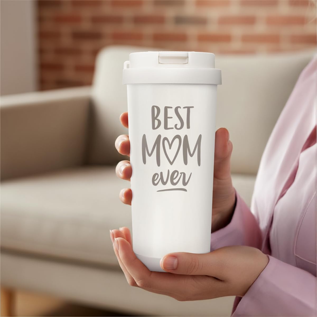Best Mom Ever Tumbler - Stainless Steel 2-in-1 Lid Coffee Tumbler 18 oz, Mom Insulated Travel Mug Gift for Women Mother, Birthday Christmas Mother's Day