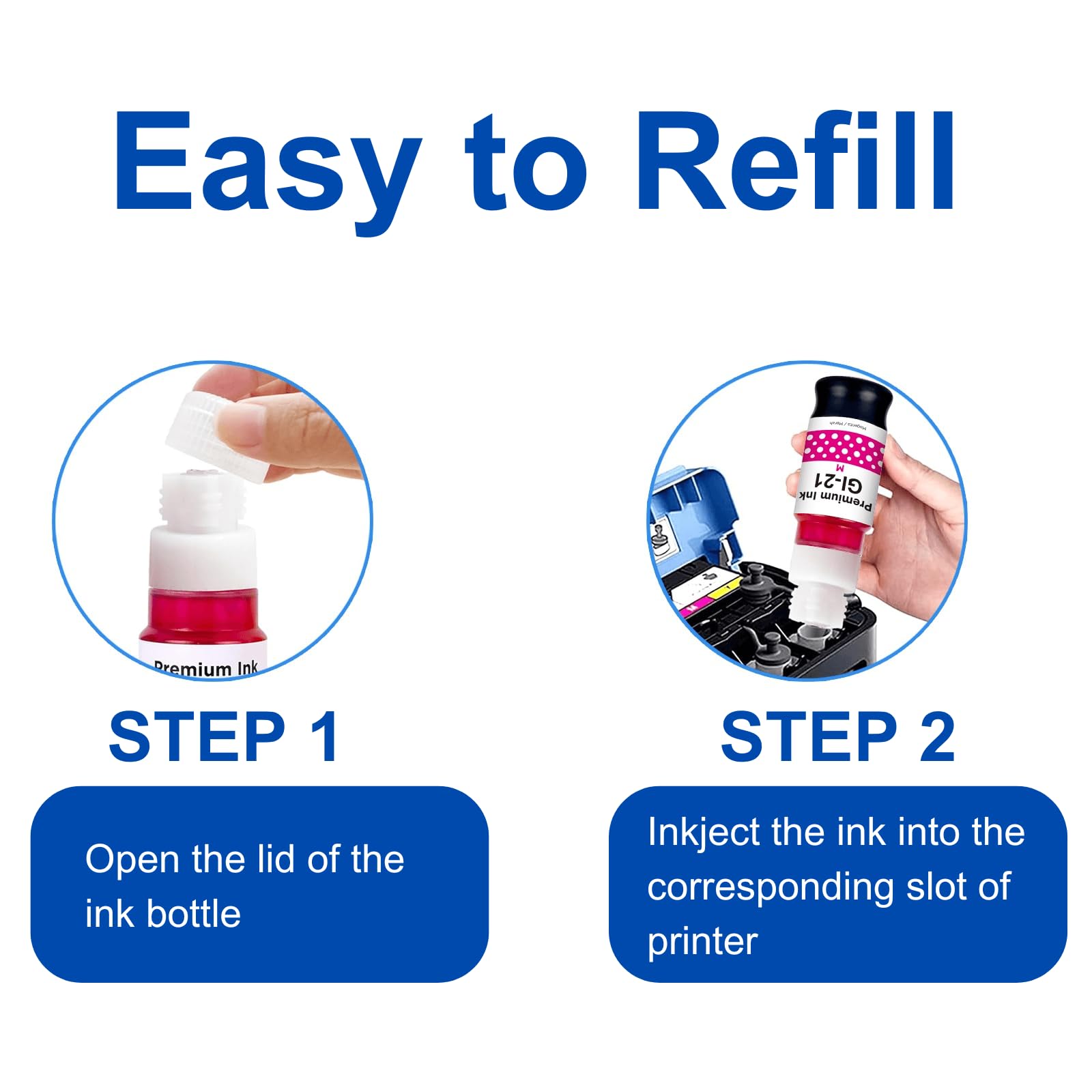 JoyPrinting GI-21 Ink Bottles Compatible for 21 GI-21 GI21 Ink Refill Bottles G3270 G3260 Ink Bottles Work for G3270 G3260 G3290 G3272 G4280 G4270 G2270 G2260 G1220 G1230