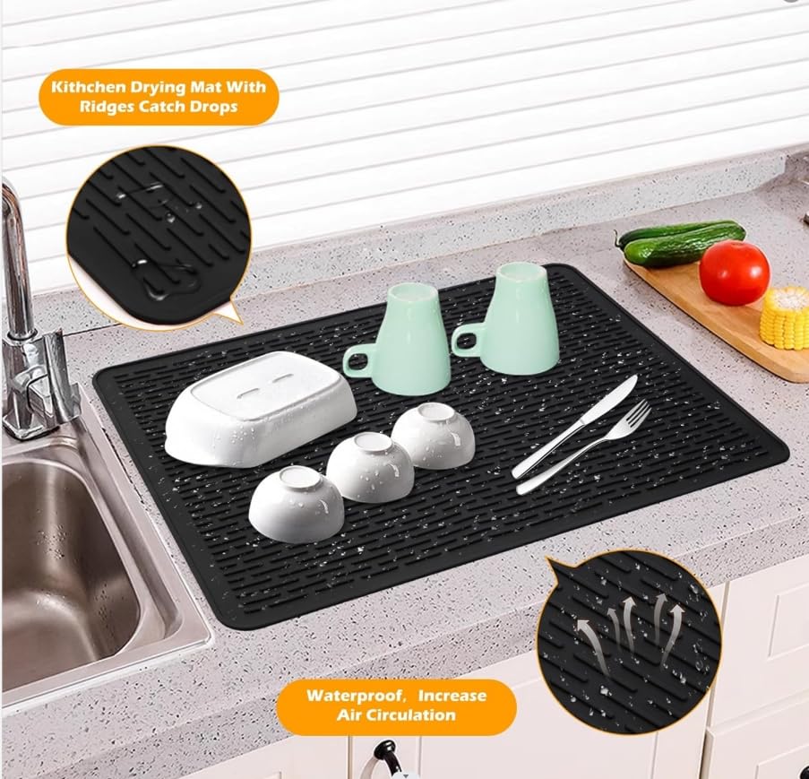 Silicone Stove Top Cover for Electric Stove - Silicone Stove Mat for Glass Top Stove, Glass Cooktop Protector, XL Dish Drying Mats Kitchen, Range Covers Electric Stove (Black,28x20inch)