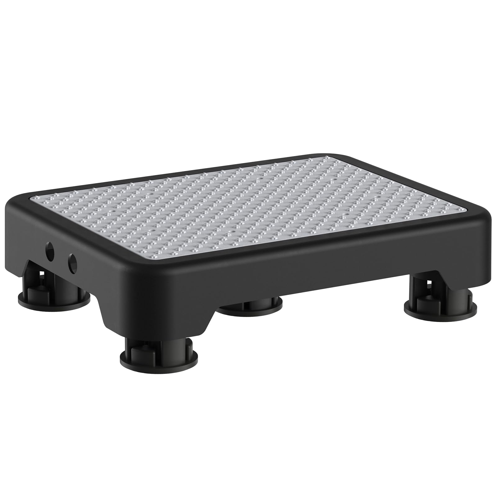Ronlap One Step Stools for Adults, Portable Safety Step Platform for Seniors Small Plastic Bedside Mobility Wide Stepstools Elderly Assistance, Black-Gray