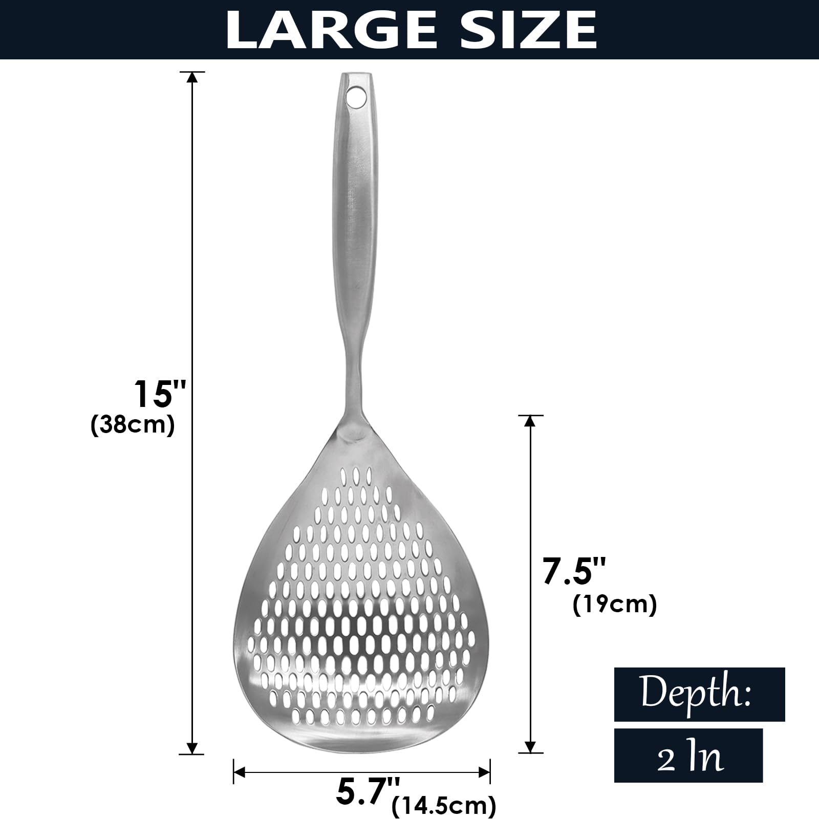 KAYCROWN Skimmer Slotted Spoon, 304 Stainless Steel Skimmer Ladle Skimmer Spoon Spider Strainer for Cooking and Frying, Pasta Strainer Spoon Frying Spoon Kitchen Cooking Colander Spoon