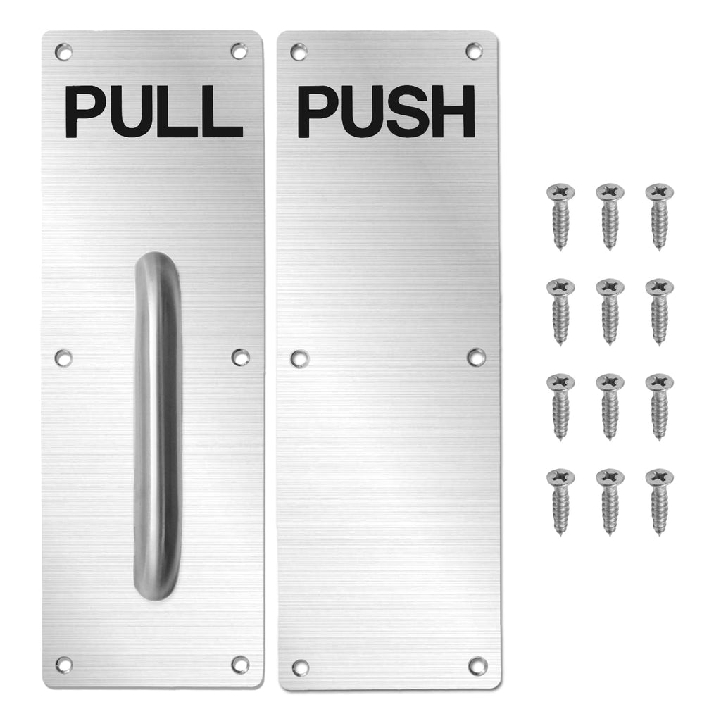 DUZFOREI Stainless Steel Door Handle, Pull and Push Plate Commercial Door Handle with Screws, 11.8" x 3.9" Door Handle