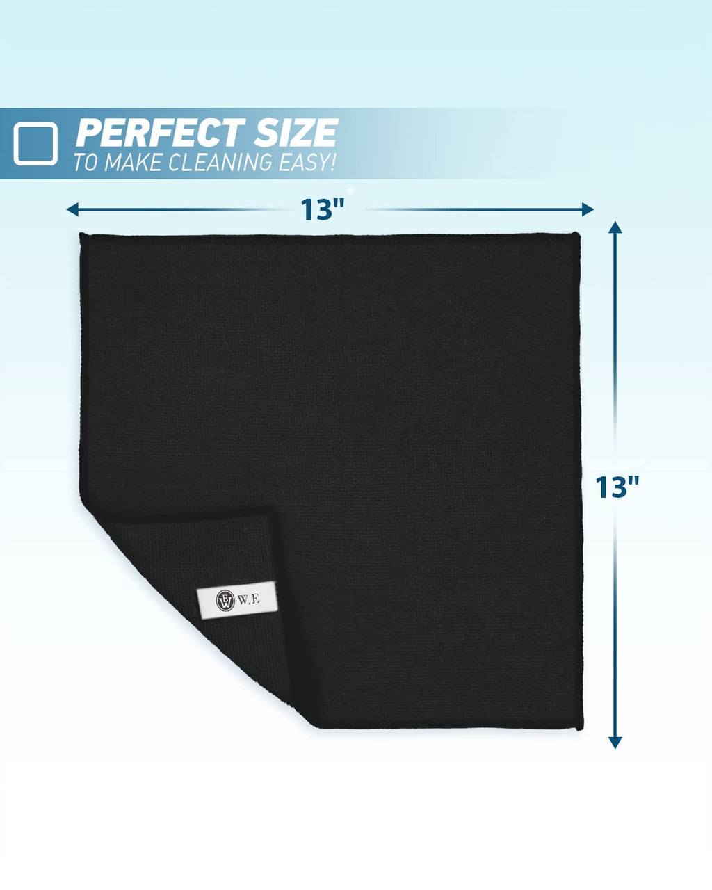 WEAWE Microfiber Cleaning Cloth - Black 50-Pack 13"x13" Reusable Ultra Soft & Super Absorbent, Lint-Free Micro Fiber Washable Towels Non-Scratch Streak-Free for Housekeeping Kitchen Car Multipurpose