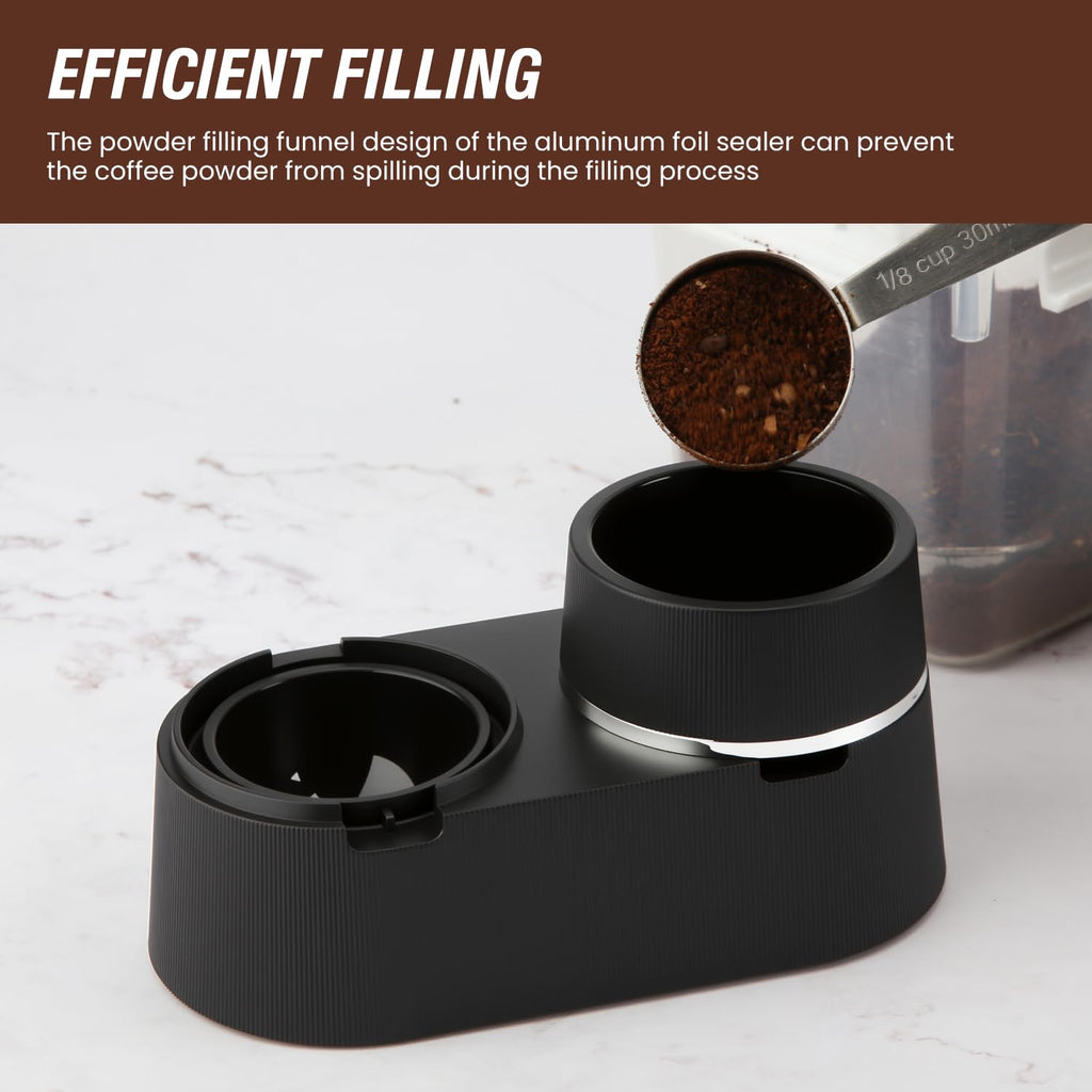 Reusable Double Pods Kit Compatible with Nespresso Pods Vertuo, Refillable Coffee Pods Espresso Accessories with 52 pcs Foil Seals Lids Compatible with Nespresso Espresso Machine