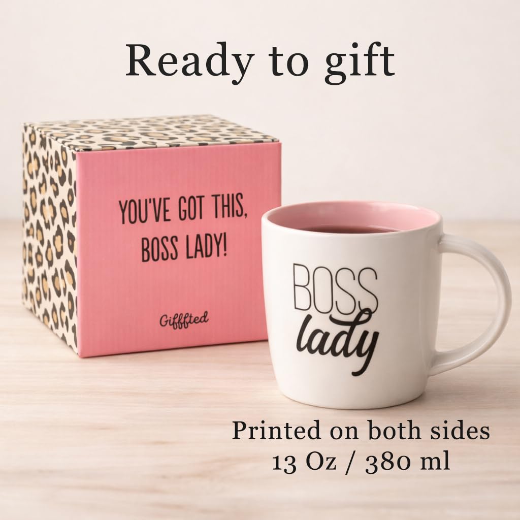 Triple Gifffted Boss Lady Gifts for a Women, Valentines Day, Her Birthday, Christmas, Mothers Day Presents, Coffee Mug Cup Gift for Sister, Mom, Boss, Girlfriend