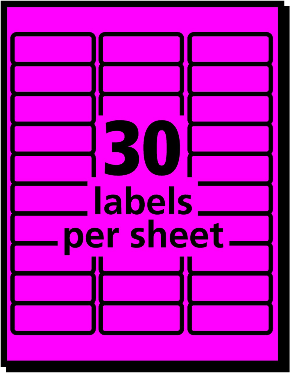 Avery Neon Labels, 1" x 2-5/8", Fluorescent Magenta, 750 Labels, Rectangle, Permanent (5970) Made in Canada