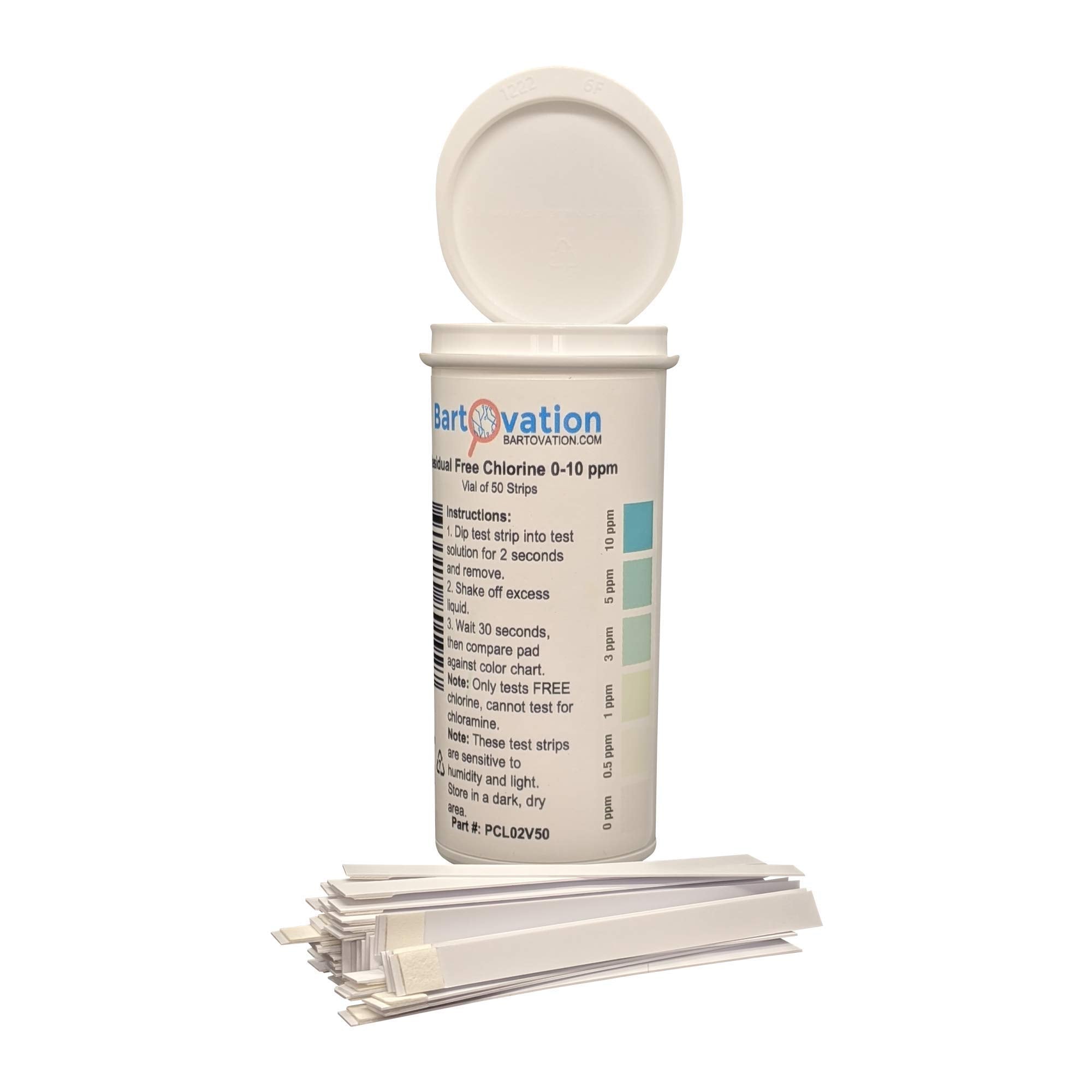 Residual Low Level Free Chlorine Test Strip 0-10 ppm [Vial of 50 Plastic Strips]