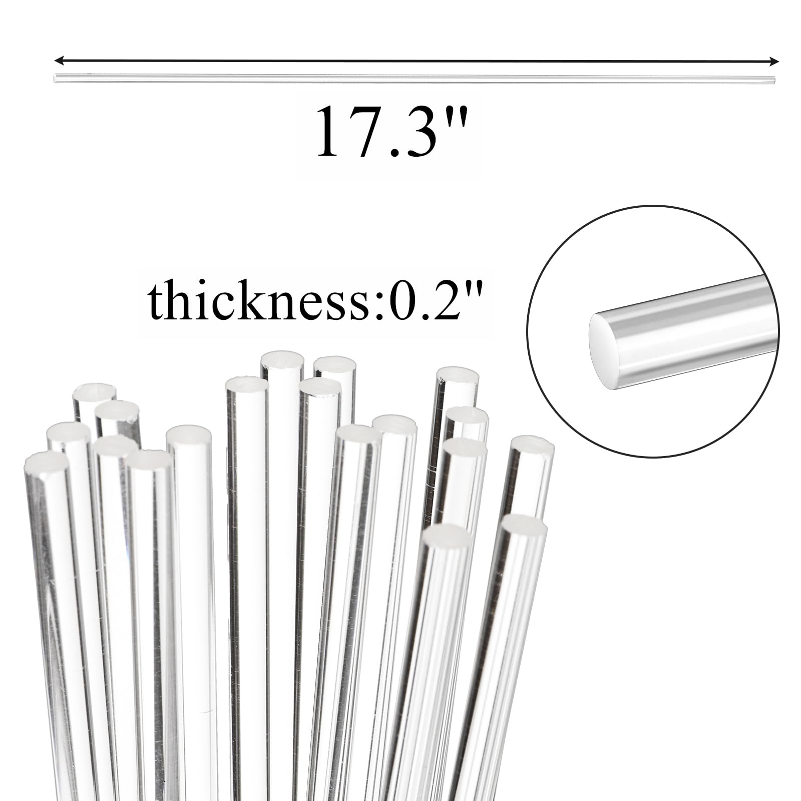 Tebery 50 Pcs 17.3 Inch Acrylic Plant Stakes, Clear Garden Orchid Sticks Rods for DIY Projects, Sturdy Potted Plant Support Stakes Holder for Single Stem Flowers, Indoor and Outdoor Plants