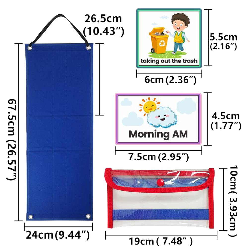 Kids Visual Schedule Calendar Chart 2 in 1 Autism Daily Routine with 70 Cards Autism Learning Materials Behavioral Tool Wall Planner Multiple Planner Home School Chores Outings Home