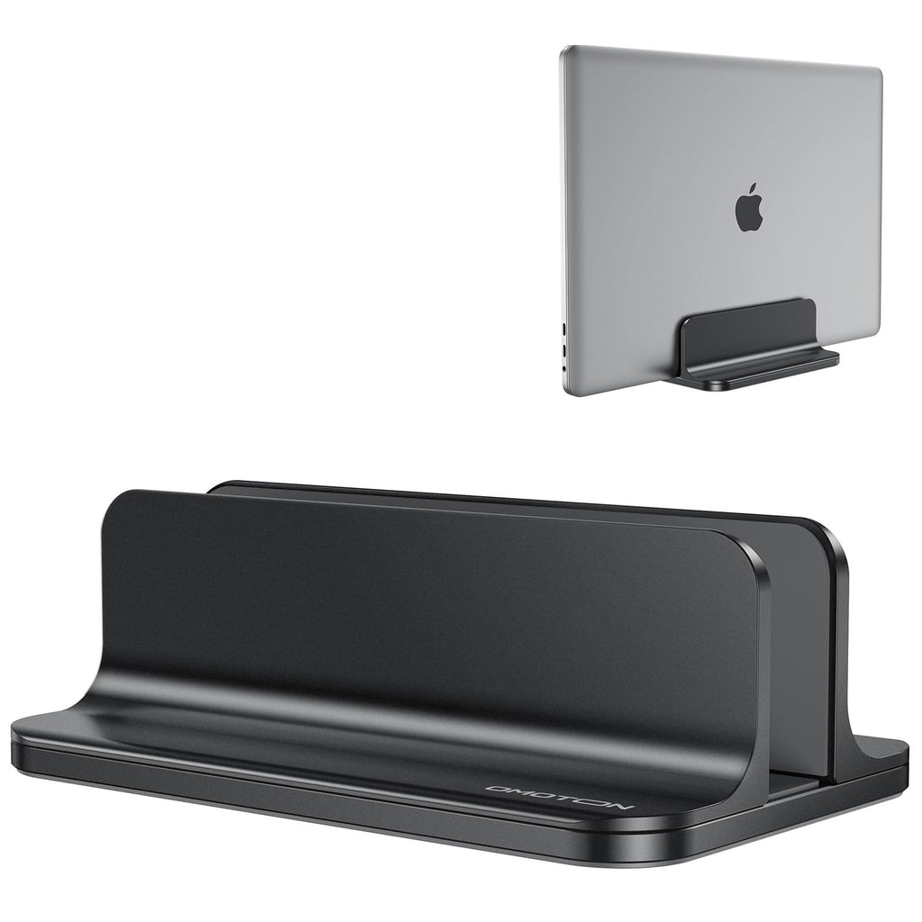 Vertical Laptop Stand Holder, OMOTON Desktop Aluminum Laptop Stand with Adjustable Dock Size, Compatible with MacBook, Surface, Chromebook and Gaming Laptops (Up to 17.3 inches), Black