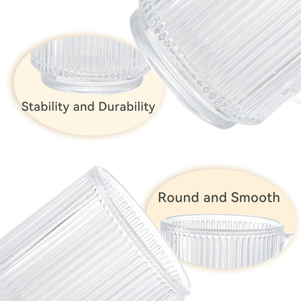D.M DESIGN·MASTER [6 Pack, 12 OZ] - Premium Glass Coffee Mugs with Handle, Classic Vertical Stripes Tea Cup,Transparent Tea Glasses for Hot/Cold Beverages.
