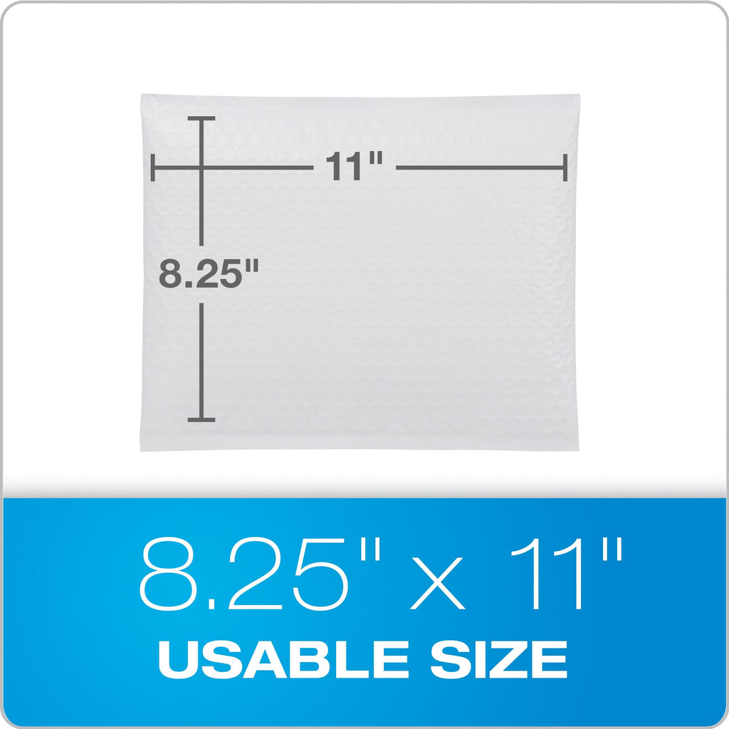 Quality Park Bubble Mailers, 8.25 x 11 Shipping Envelopes, Water Resistant White Poly Padded Envelopes, Redi-Strip Peel Off Closure, 25/Box (QUA85859)
