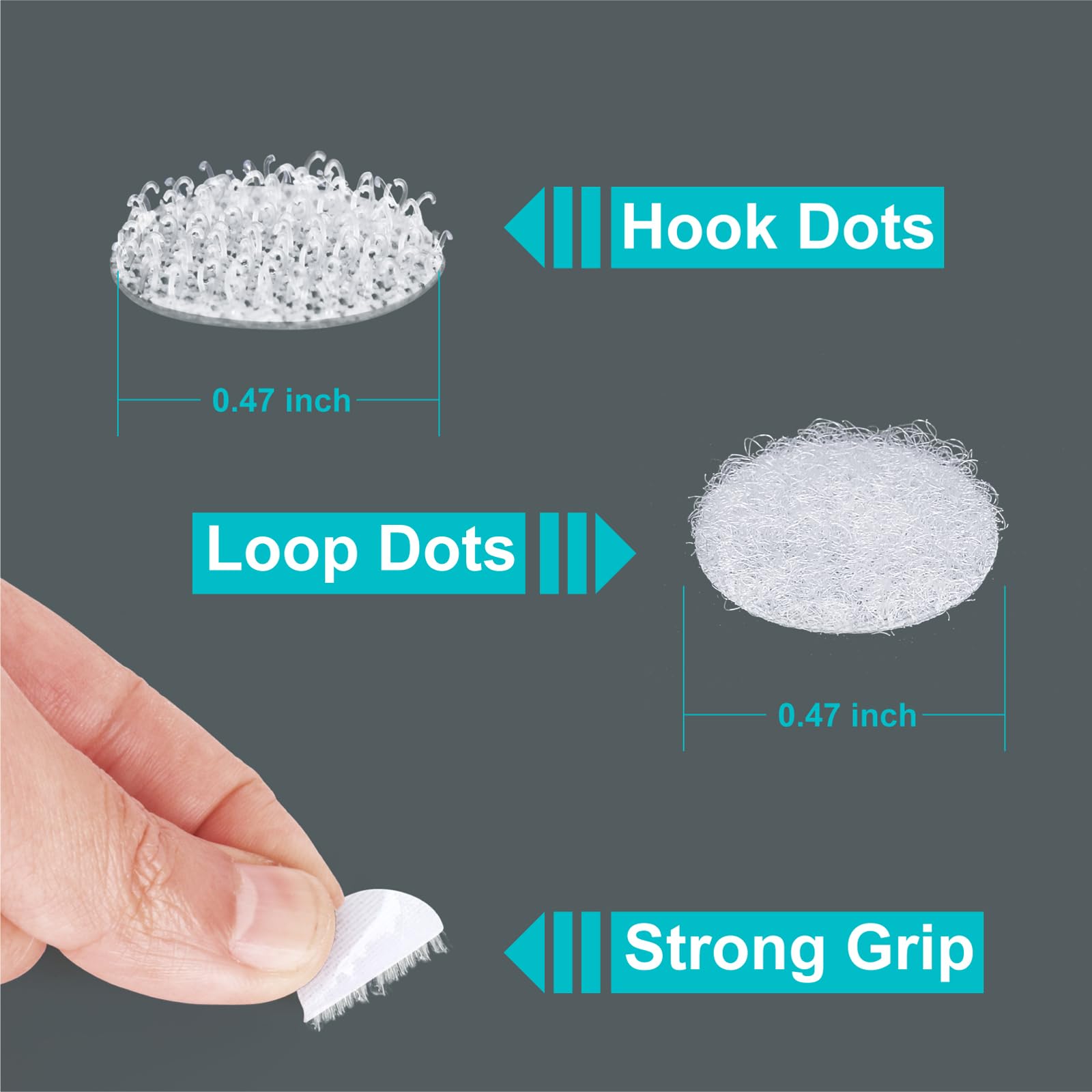 Atpot Self Adhesive Dots, 1480pcs(740 Pairs)0.47” Diameter Sticky dots Sticky Back Hook Nylon, Loop Dots with Strong Waterproof Adhesive for Arts and Crafts,Suitable for Classroom, Office, Home