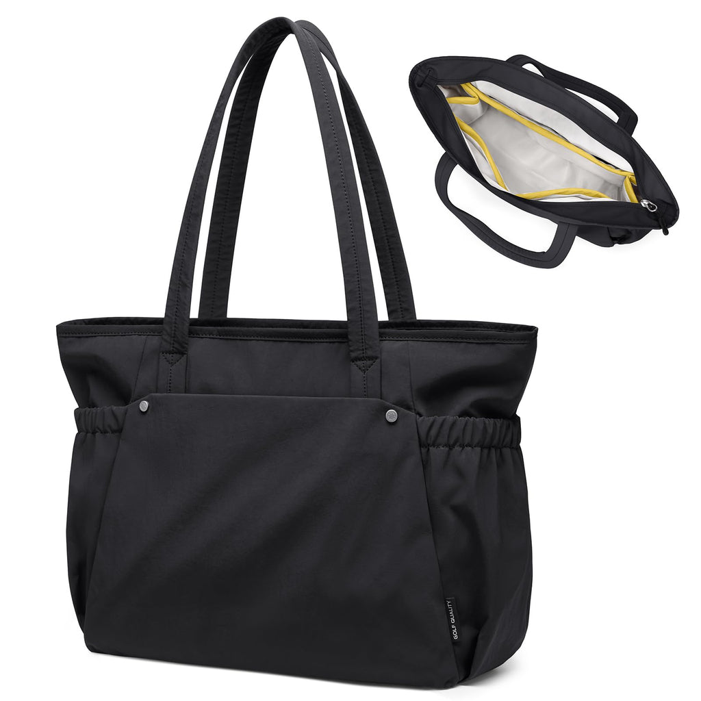 GOLF QUALITY Tote Bag for Women, Work Bags with Zipper Computer Laptop Handbag with Compartments for Travel, Daily,Fit 14Inch,Black