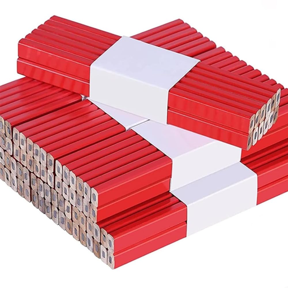 120 Pcs Bulk Octagonal Carpenter Pencils, Medium Red Hard Natural Wood Cased Pencils, Marking Lead Pencil Fine Set For Carpenters And Builders Pencil