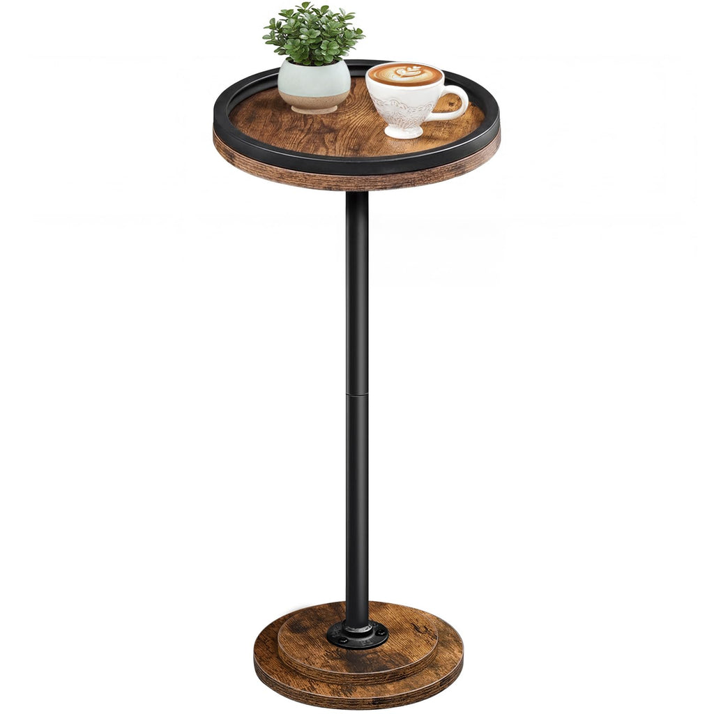 HOOBRO Small Side Table, Drink Table, Round Coffee End Table for Small Spaces, Martini Table, Pedestal Table for Living Room, Bedroom, Sofa Couch, Rustic Brown BF168BZ01