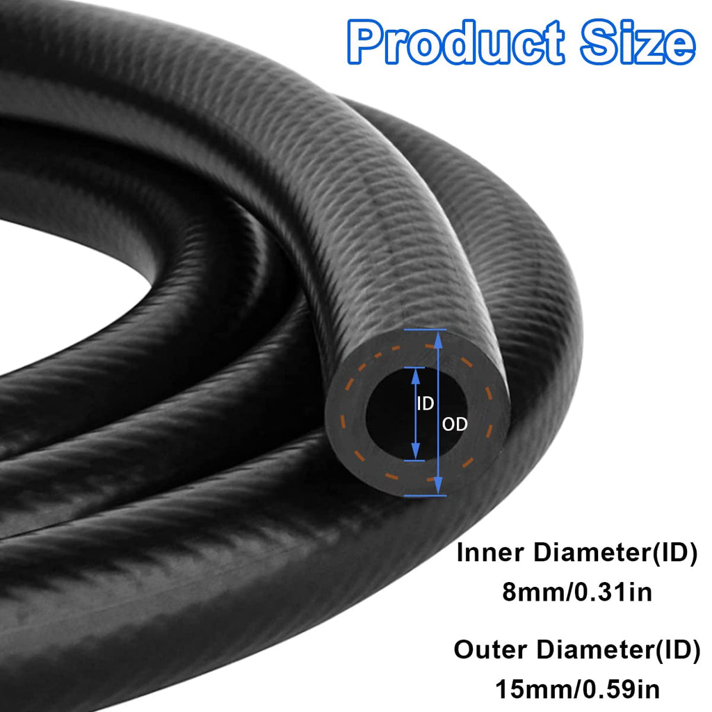 Tnisesm 5/16"(8MM) Inch ID Fuel Line Kits, 2 Meter / 6-Foot Fuel Line + 2Pcs 1/4 Inch X 5/16 Inch Gas Inline Fuel Filters with Magnet +10 Pcs 15/32''-9/16'' Mini Fuel Hose Clamps Adjustable