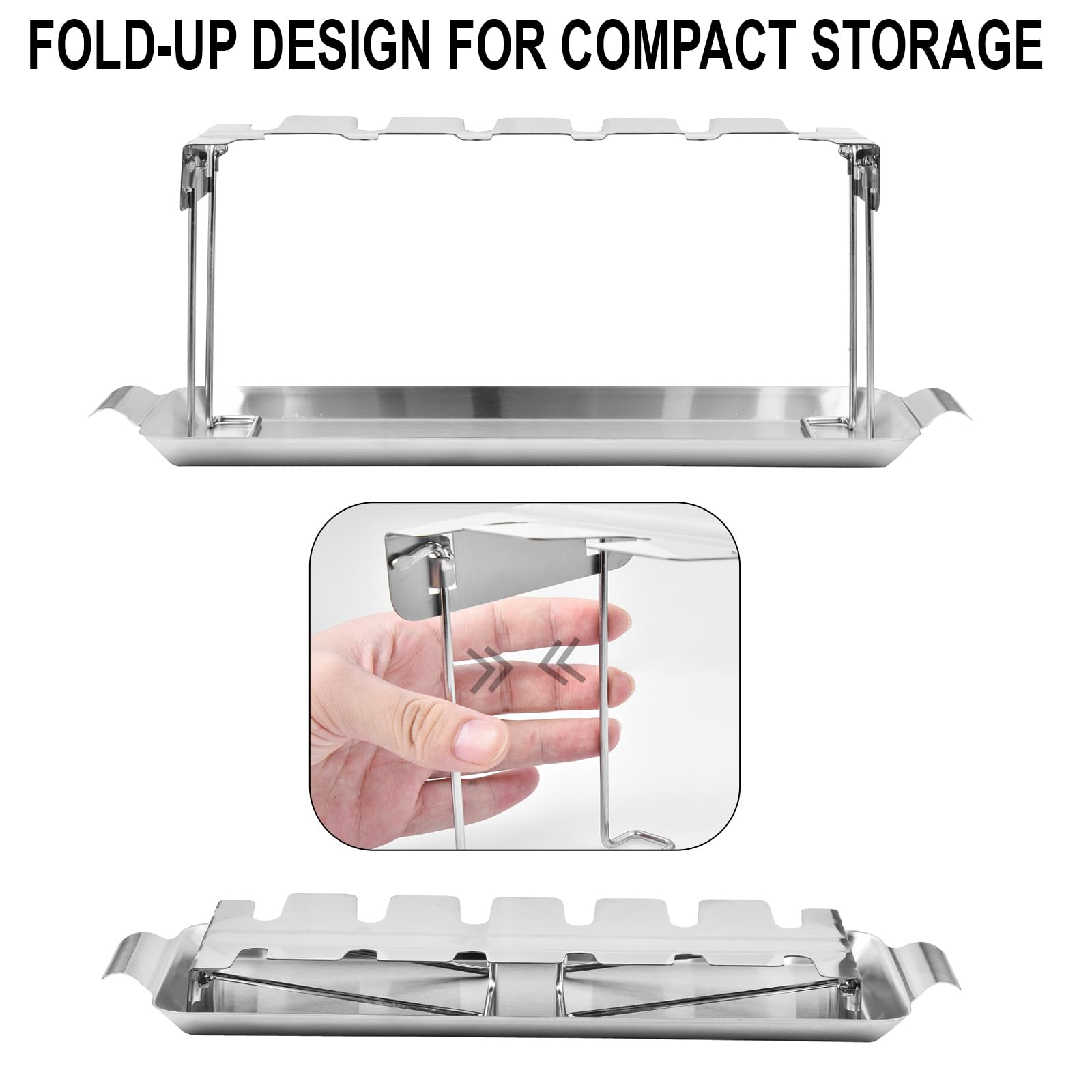 Chicken Leg Rack for Grill with Drip Tray - 12 Slots Drumstick Rack for Smoker, BBQ, and Lollipop Holder - Premium Stainless Steel Chicken Drumstick Holder for Roasting and Smoking