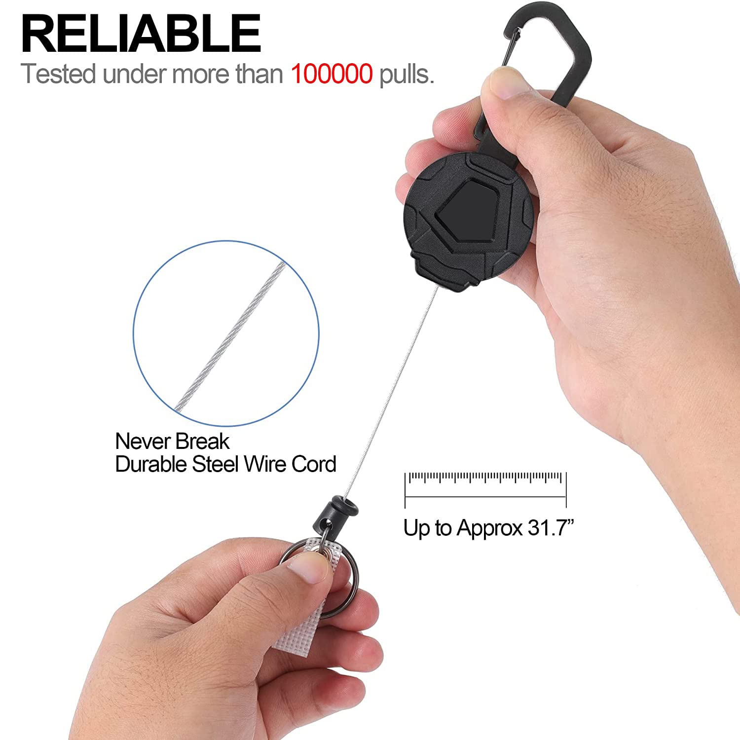 YAKESD 4 Pack Heavy Duty Badge Reels, Retractable Badge Holder with 27.5 Inches Steel Wire Rope, Keychains with Carabiner Clip for Men Women