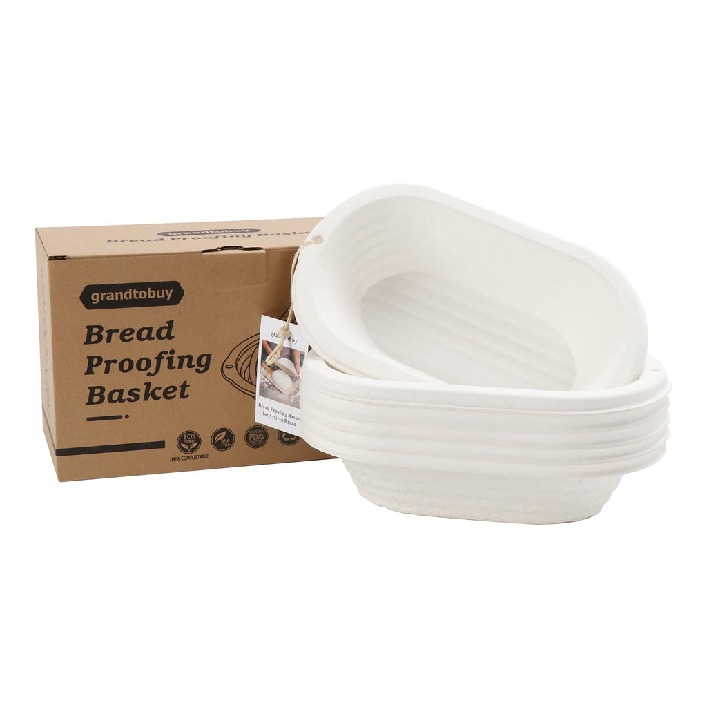 Pulp Banneton Bread Proofing Basket 11 inch Oval Bread Basket Sourdough Bread Baking Supplies Brotform Set 6 with Storage Bag 30pcs Dispoable Liners for Professional Homemade Bread
