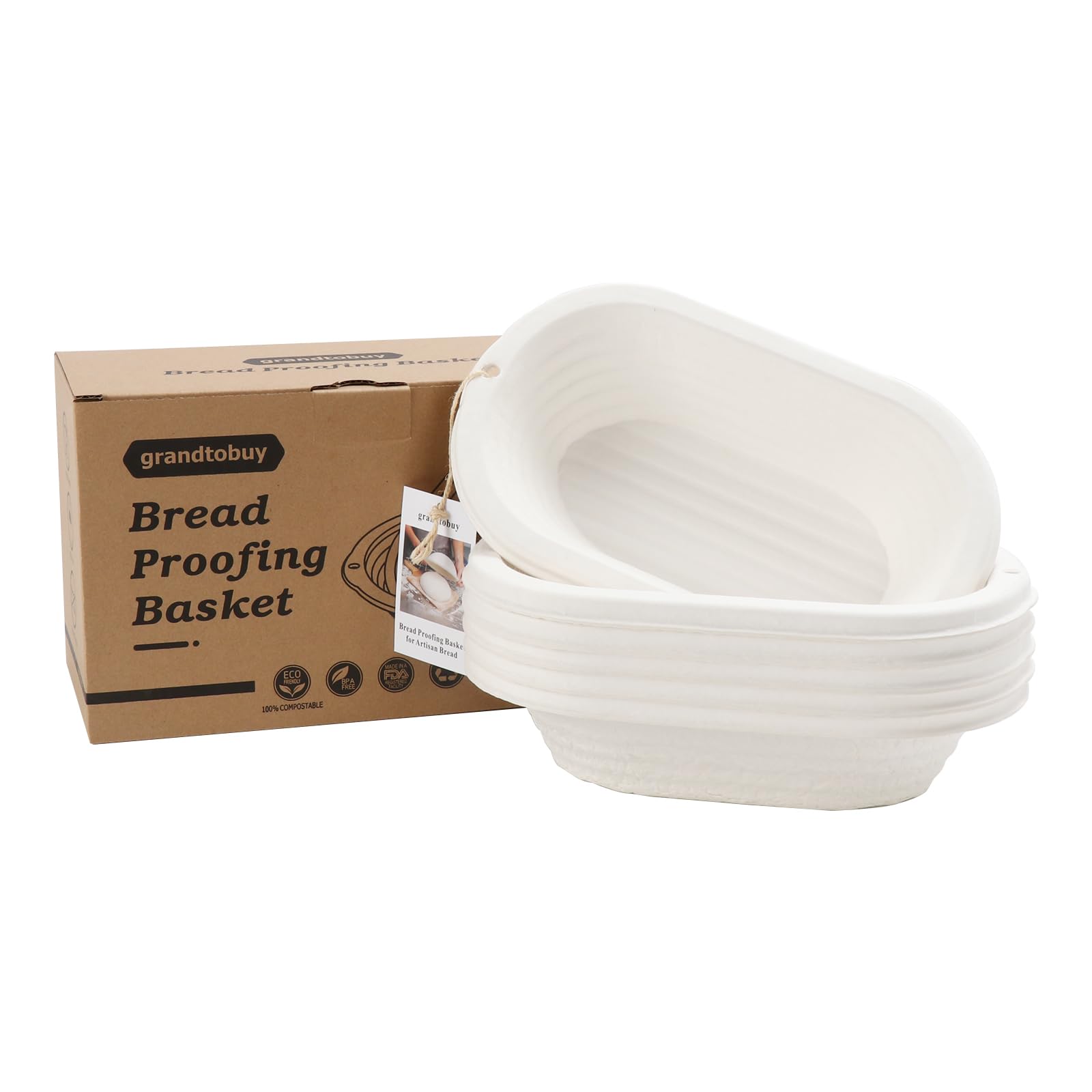 Pulp Banneton Bread Proofing Basket 11 inch Oval Bread Basket Sourdough Bread Baking Supplies Brotform Set 6 with Storage Bag 30pcs Dispoable Liners for Professional Homemade Bread