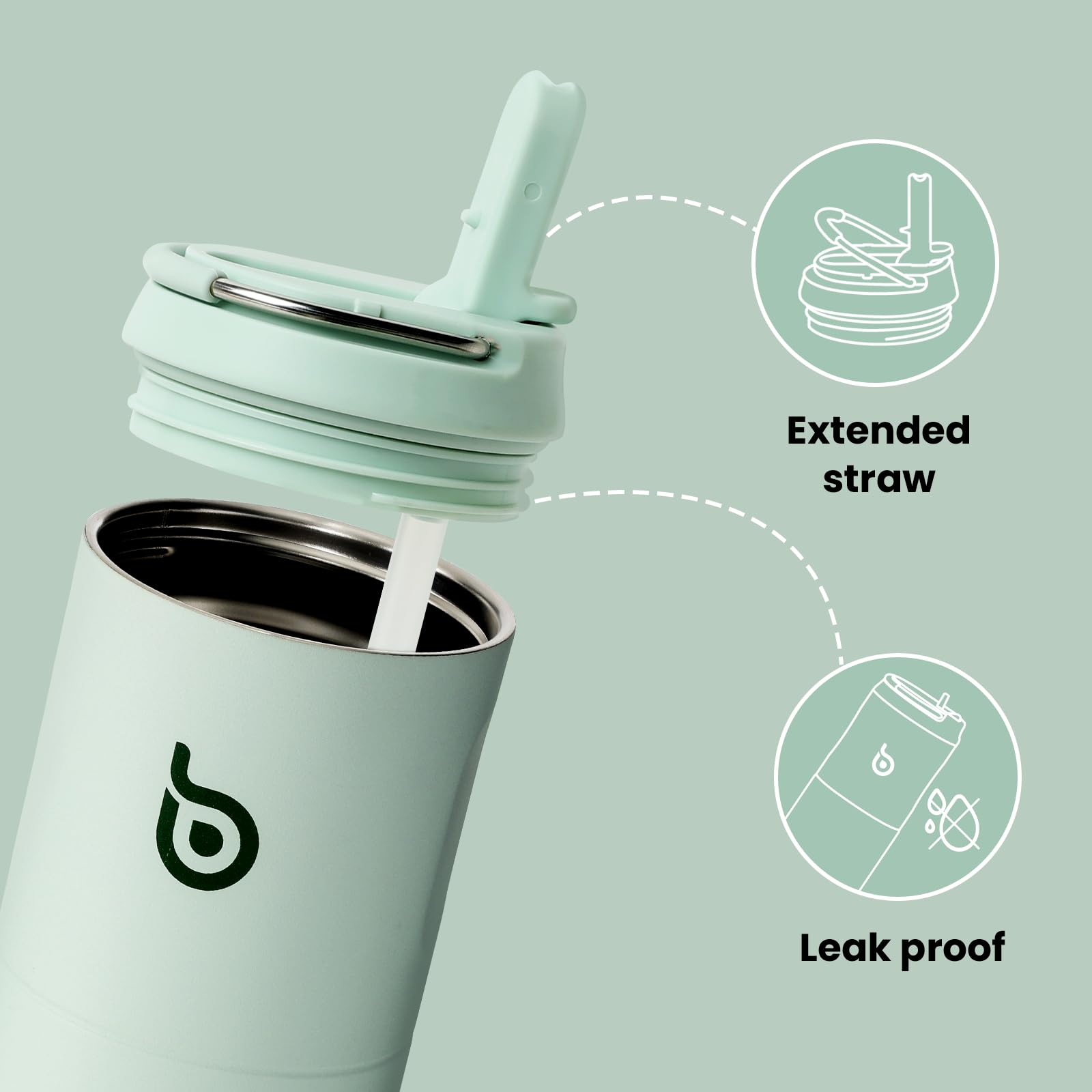 Bottle Bottle Insulated Water Bottle 24oz with Straw Lid and Handle for Sports Travel Gym Stainless Steel Water Bottles Double-Wall Vacuum Metal Bottles Leak Proof BPA-Free (Light Green)