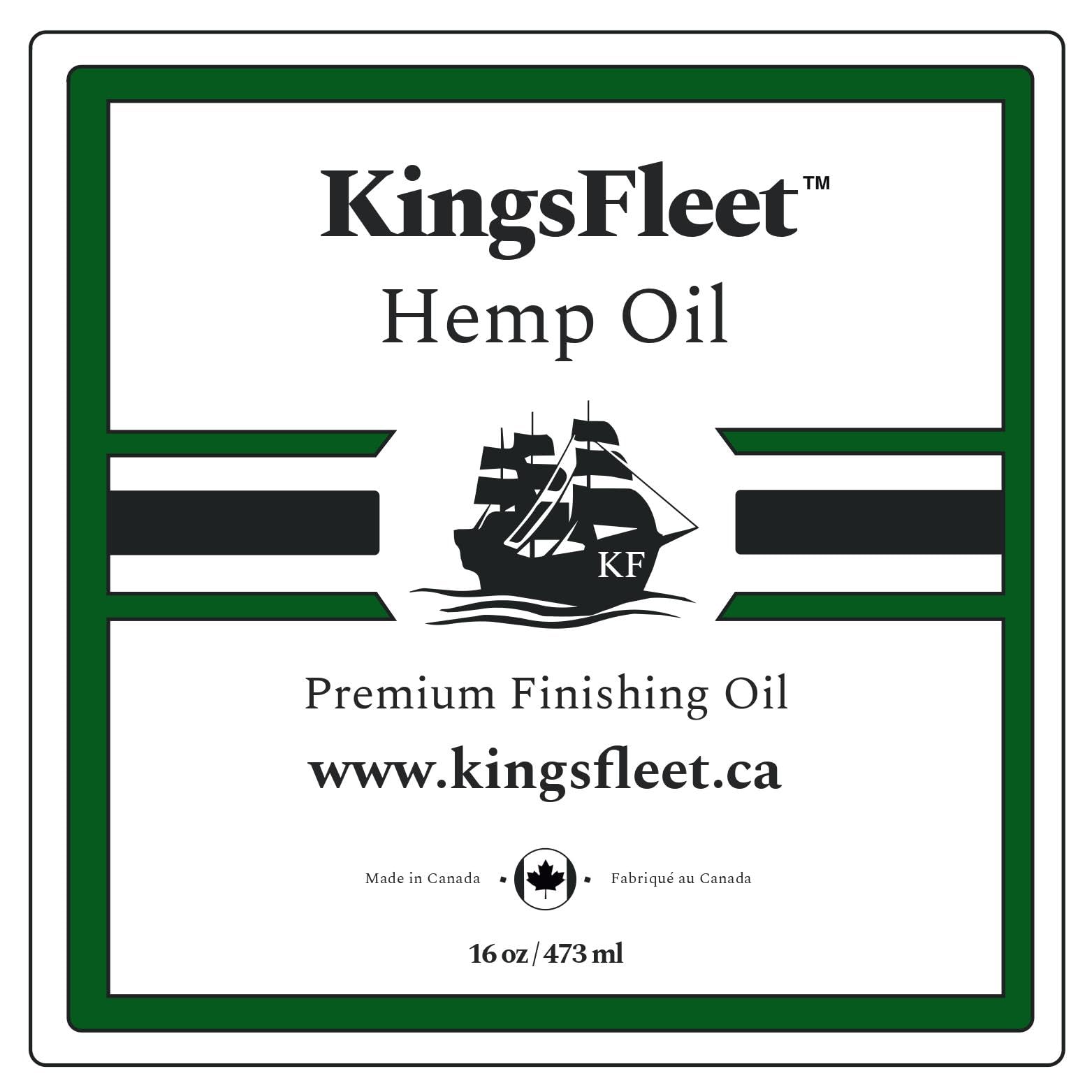 KingsFleet - Hemp Oil | 16oz | Canadian Made | Organic Finishing Oil for Wood | All Natural Alternative! | Restore, Protect, and Maintain!