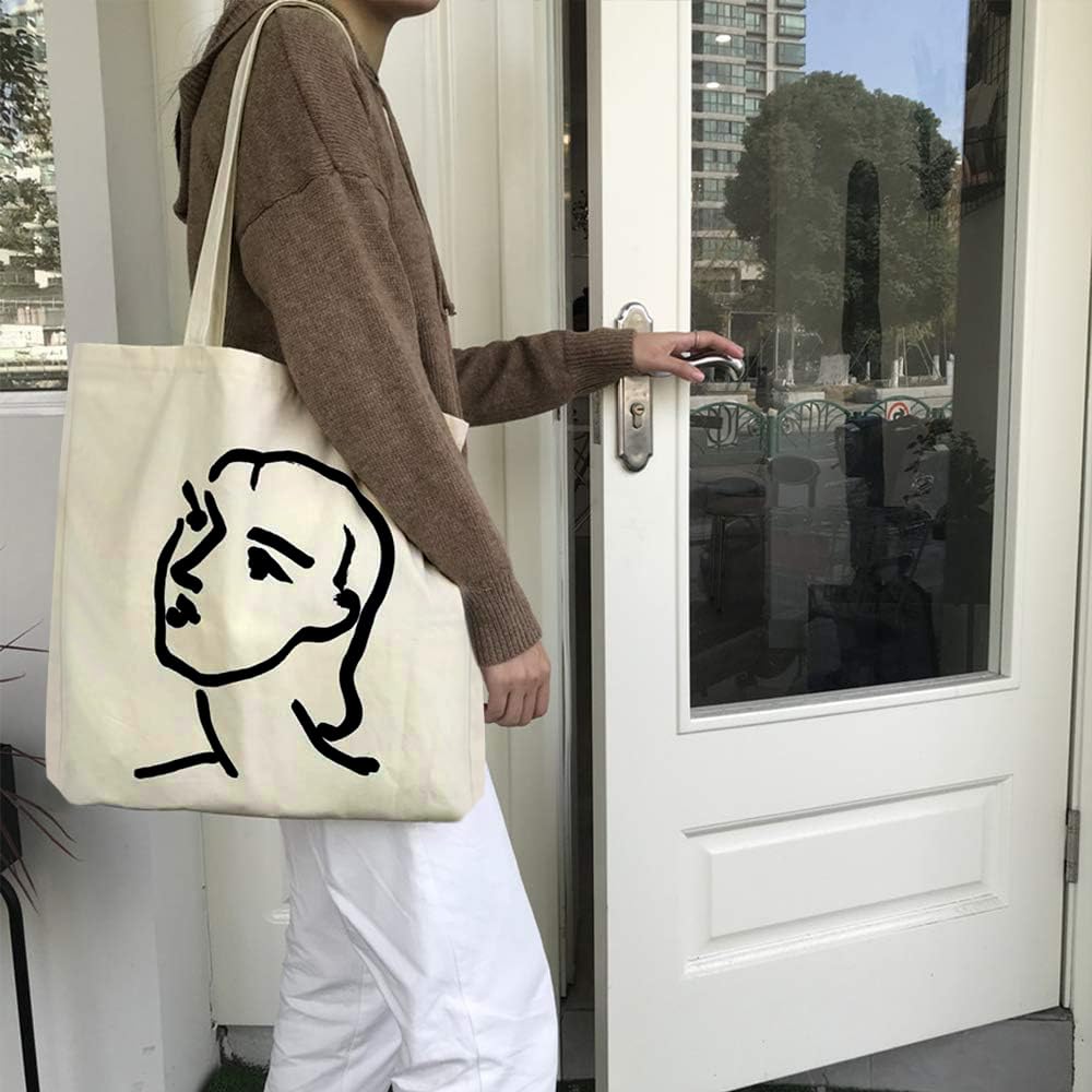 Faylapa 6 Pack Canvas Tote Bags,Heavy Duty Reusable Grocery Shopping Bag 12.2"x14.2" Blank Cotton Bags for Decorating Christmas Crafts DIY Painting (Beige)