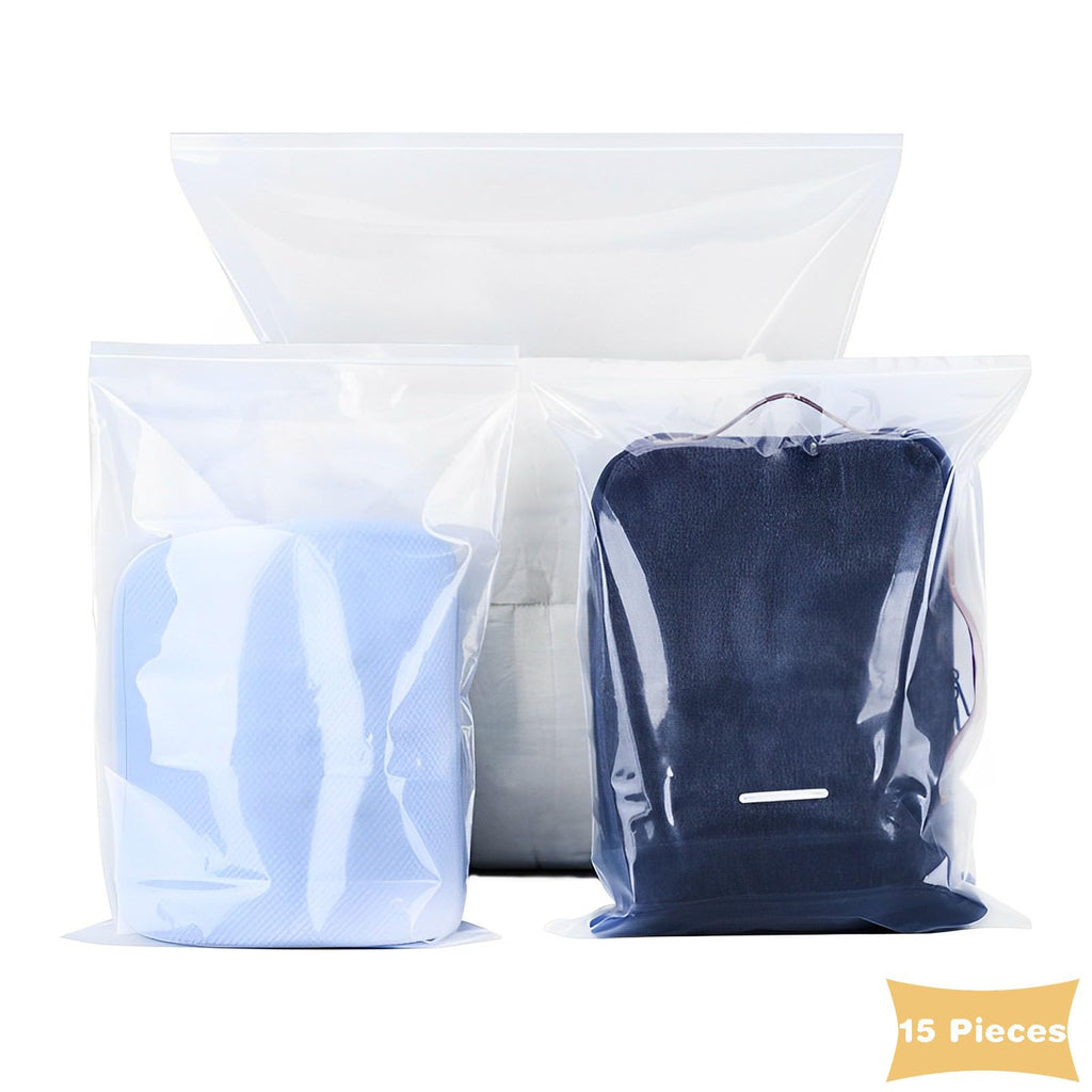 15 Pieces Large 5 Gallon Plastic Zipper Storage Bags 18x24 Inches Clear Reclosable Storage Bag