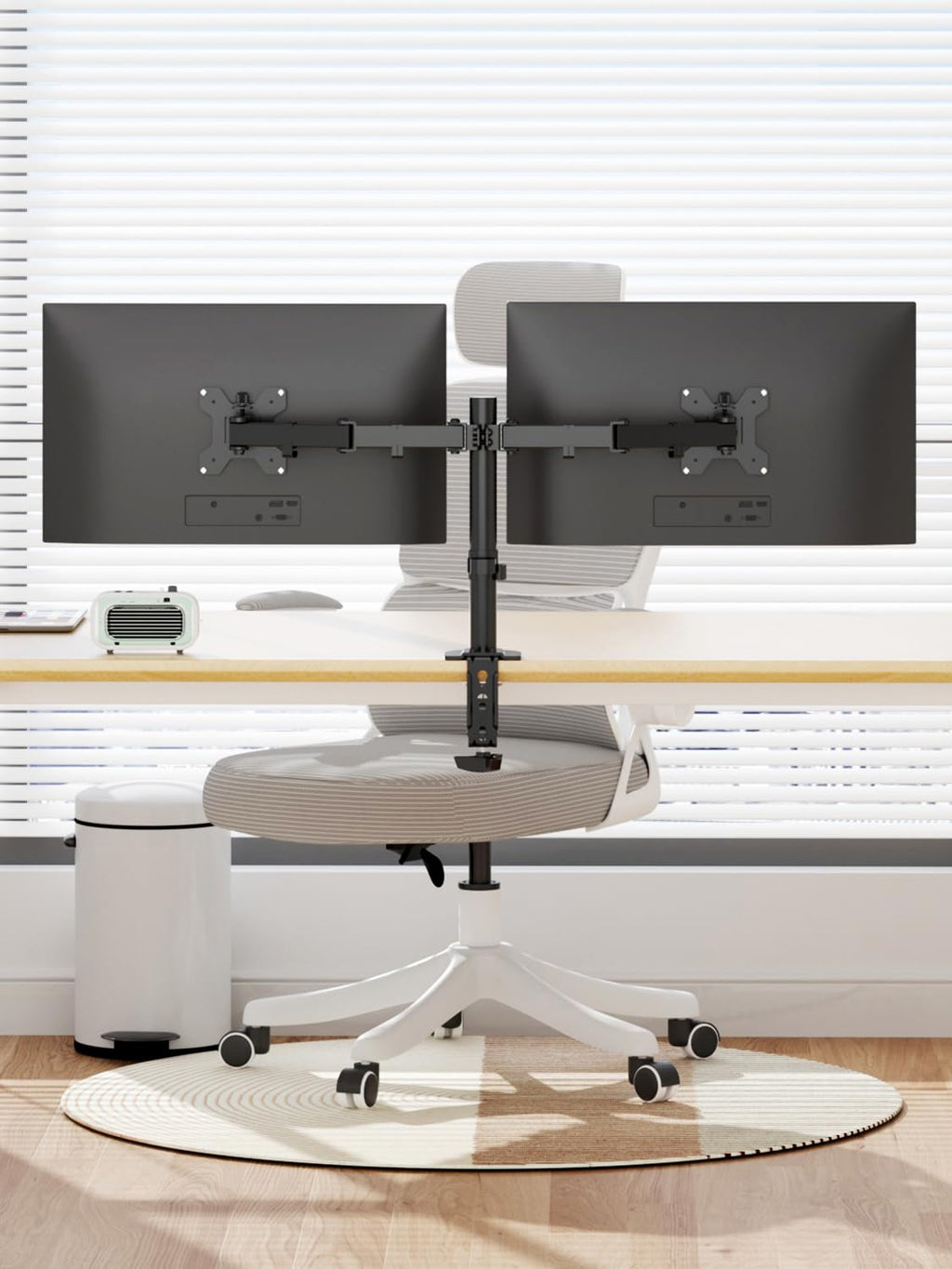 Suptek Dual LED LCD Monitor Desk Mount Heavy Duty Fully Adjustable Stand for 2 / Two Screens up to 27 inch (MD9442)