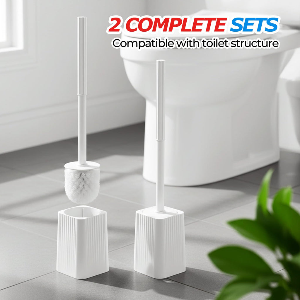 FORASTO 2Pack Toilet Bowl Brush and Holder Set - Toilet Scrubber Brush,Cleaning Brush,Bathroom Decor,Household Essentials,Cleaning Supplies,Home Essentials,Pearl White