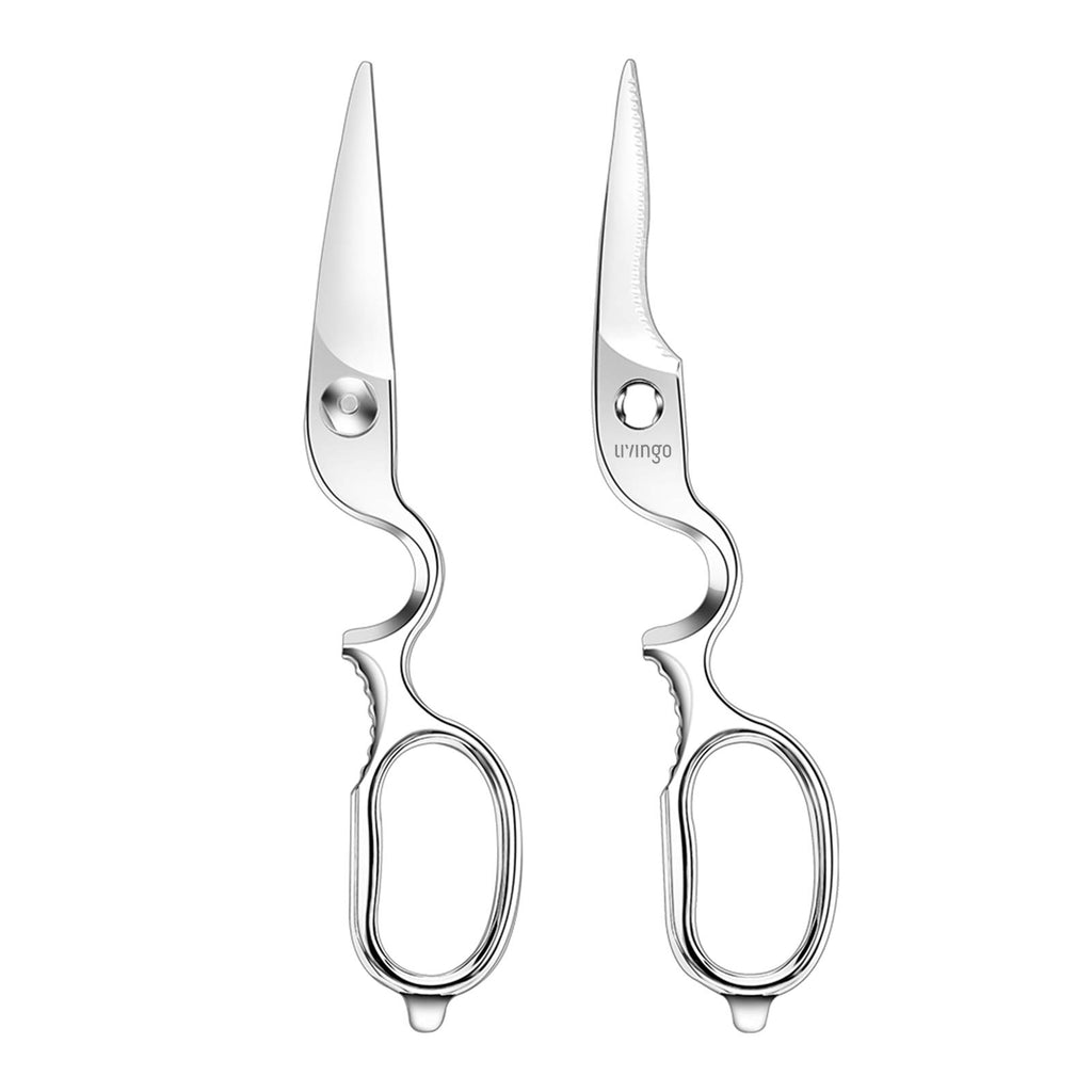LIVINGO Kitchen Forged Shears Heavy Duty Come Apart Ultra Sharp Multi-Function Stainless Steel Scissors Bottle Opener, Nut Cracker 22cm