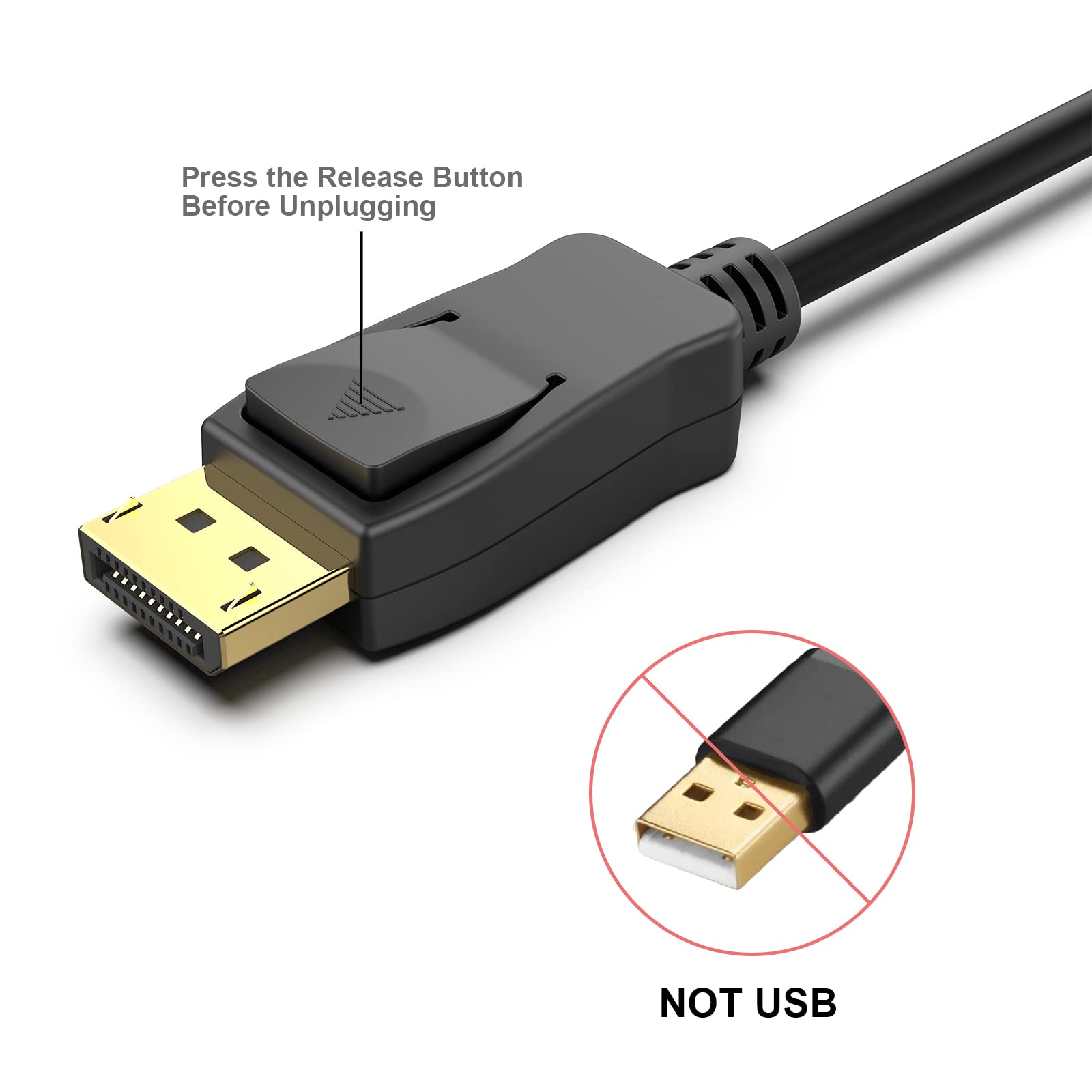 BENFEI [VESA Certified DisplayPort to DisplayPort 6 Feet Cable 2 Pack, DP to DP Male to Male Cable, Supports 4K@60Hz, 2K@165Hz Compatible for Lenovo, Dell, HP, ASUS